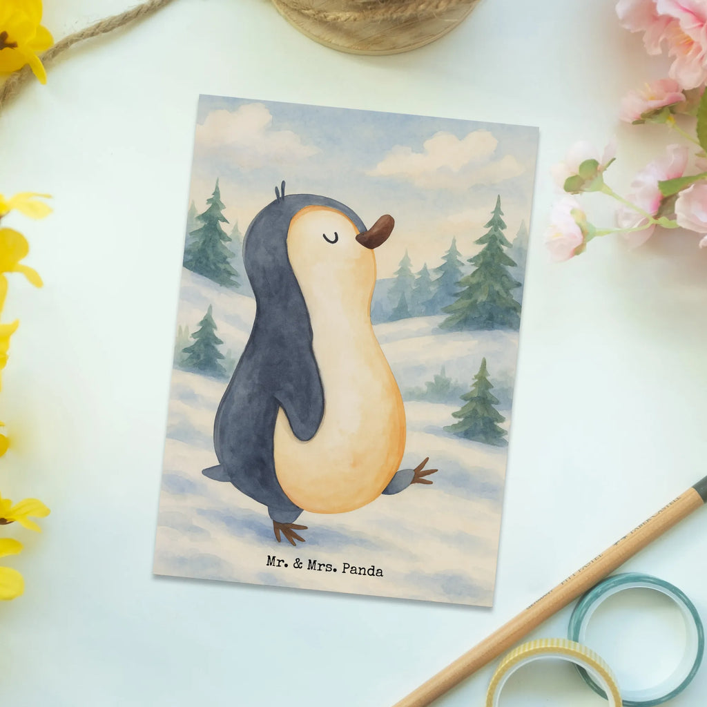 Postkarte Pinguin marschieren Design bildkarte, einzelkarte, Ansichtskarte, Fotokarte, Grußkarte, Ansichtskarten, Designkarte, Postkarten, spruchkarte, Kunstkarten, Motivkarte, kunstkarte, Postkarte, Pinguin, Schwester, Frühaufsteher, Langschläfer, Pinguine, Familie, Bruder