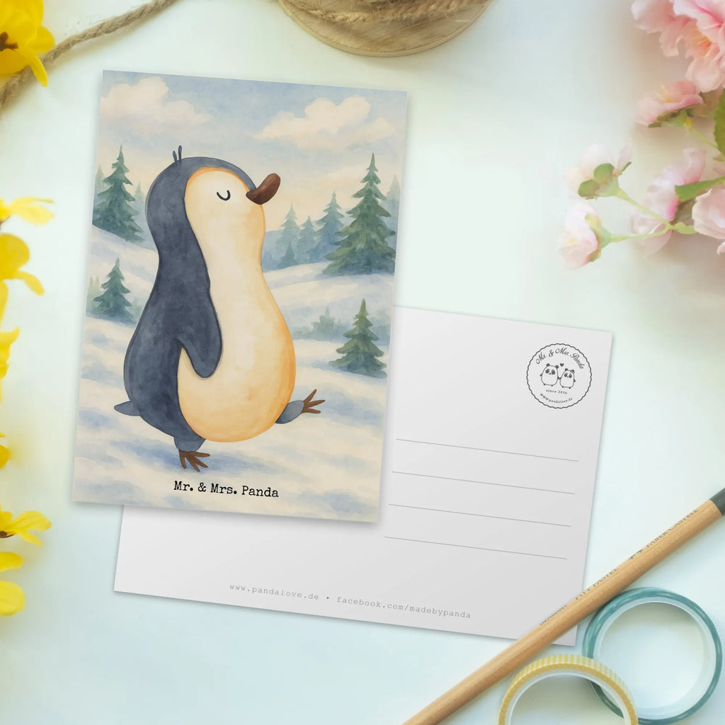 Postkarte Pinguin marschieren Design bildkarte, einzelkarte, Ansichtskarte, Fotokarte, Grußkarte, Ansichtskarten, Designkarte, Postkarten, spruchkarte, Kunstkarten, Motivkarte, kunstkarte, Postkarte, Pinguin, Schwester, Frühaufsteher, Langschläfer, Pinguine, Familie, Bruder