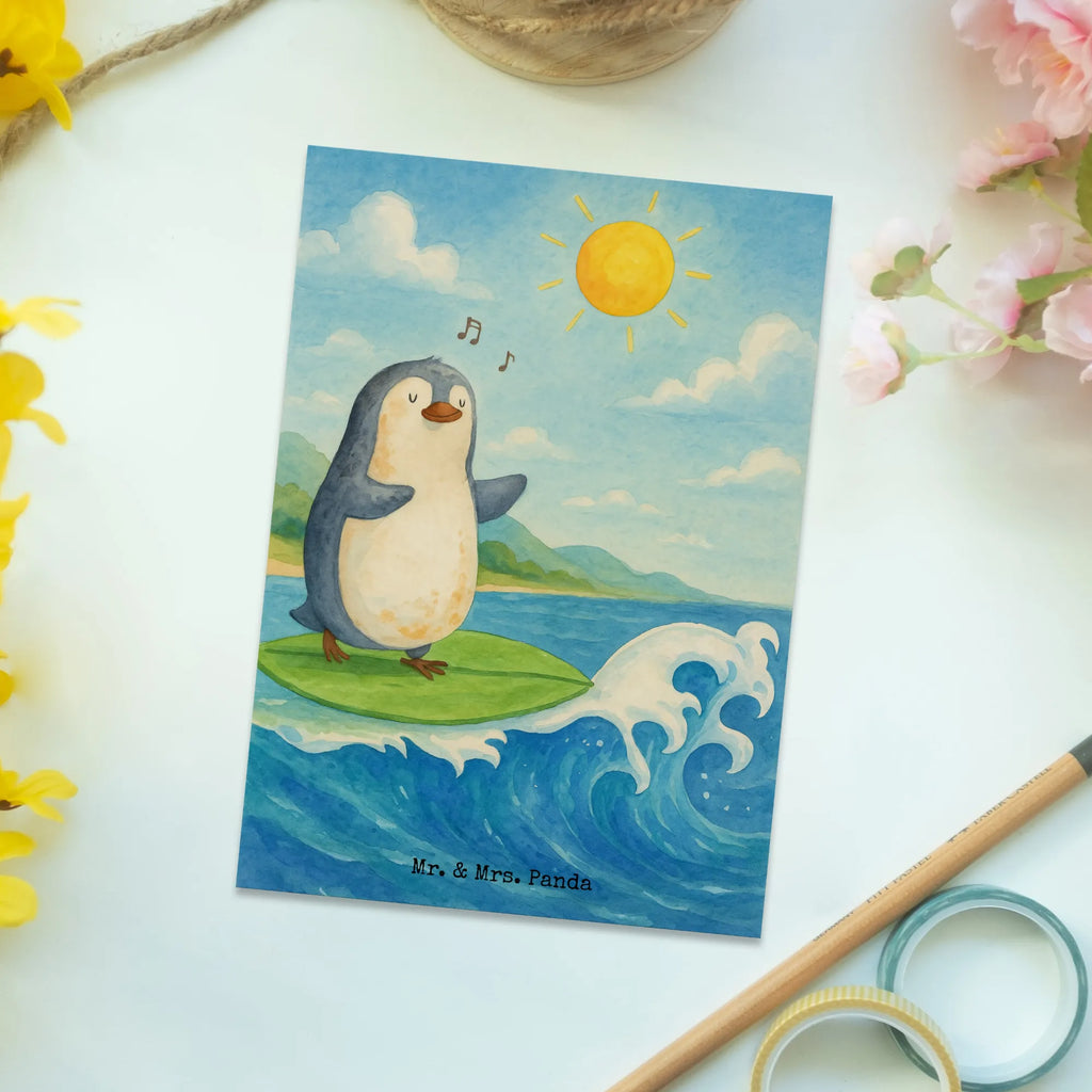 Postcard Penguin surfer Design North Pole, Penguins, penguins, waves, surfing, surfers, wave riding, holidays