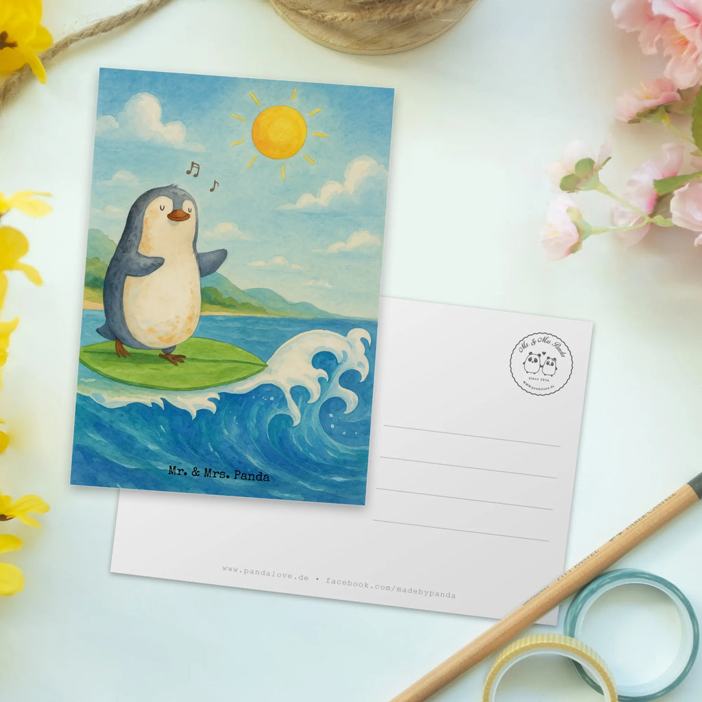 Postcard Penguin surfer Design North Pole, Penguins, penguins, waves, surfing, surfers, wave riding, holidays