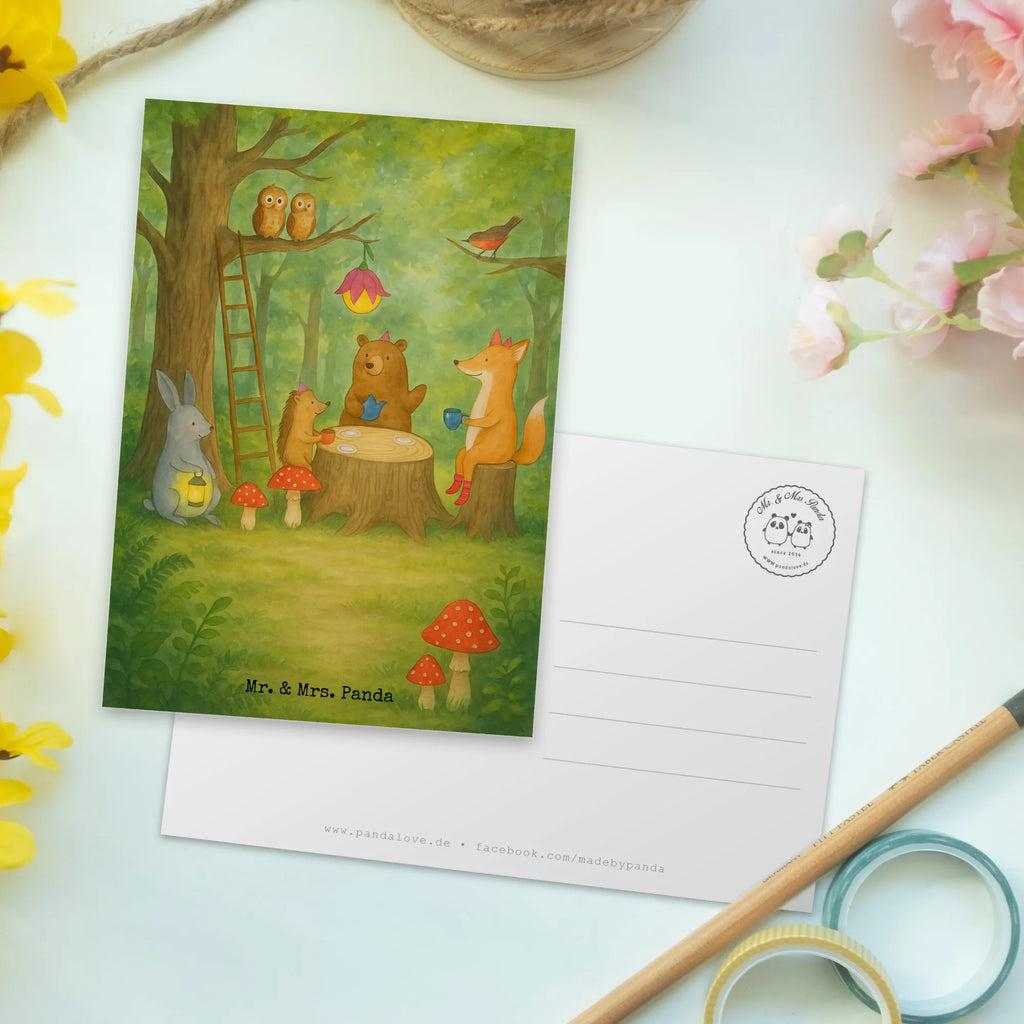 Postcard forest animals picnic Design Karte, Grußkarte, Einladungskarten Geburtstag, Geburtstagskarte, Geschenkkarte, Ansichtskarte, Postkarte, Dankeskarte, Ansichtskarten, Einladungskarte, Einladung Geburtstag, Einladung, Tiermotive, Gute Laune, lustige Sprüche, Tiere, Eichhörnchen, Waldtiere, Picknick, Igel, Wald, Hase, Maus, Fuchs