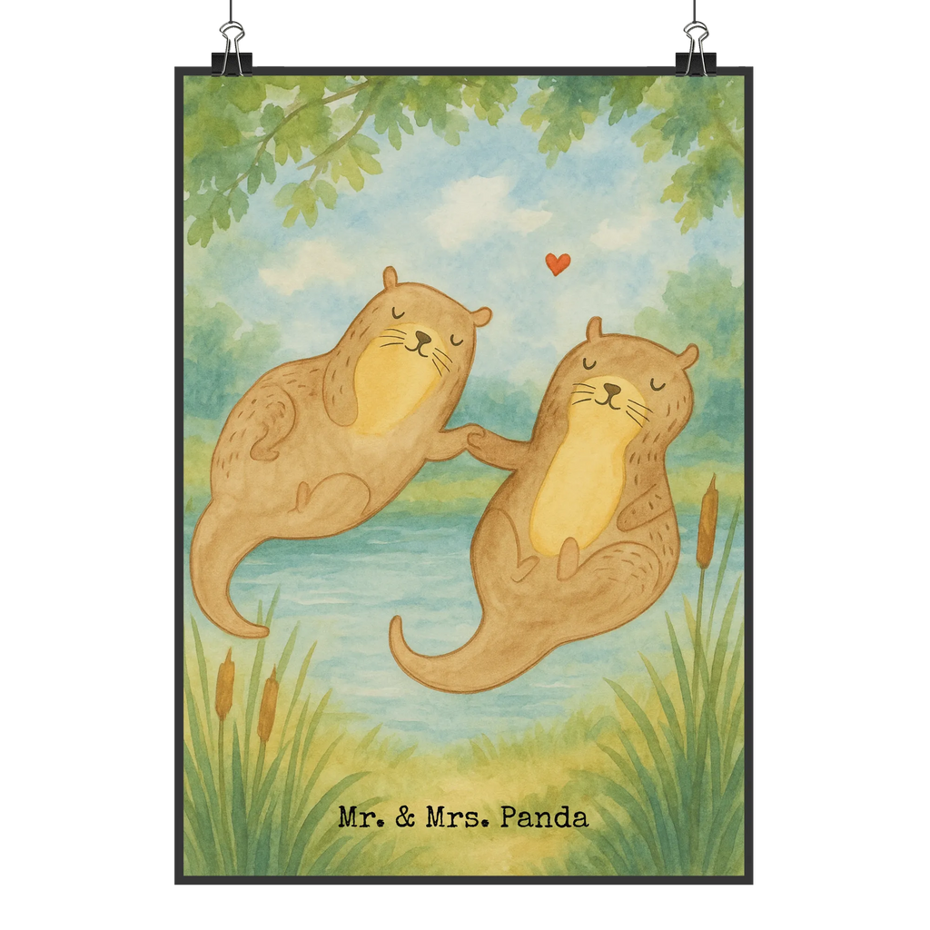 Poster Otter Hände halten Design Poster, Wandposter, Bild, Wanddeko, Küchenposter, Kinderposter, Wanddeko Bild, Raumdekoration, Wanddekoration, Handgemaltes Poster, Mr. & Mrs. Panda Poster, Designposter, Kunstdruck, Posterdruck, Otter, Fischotter, Seeotter, Otter Seeotter See Otter