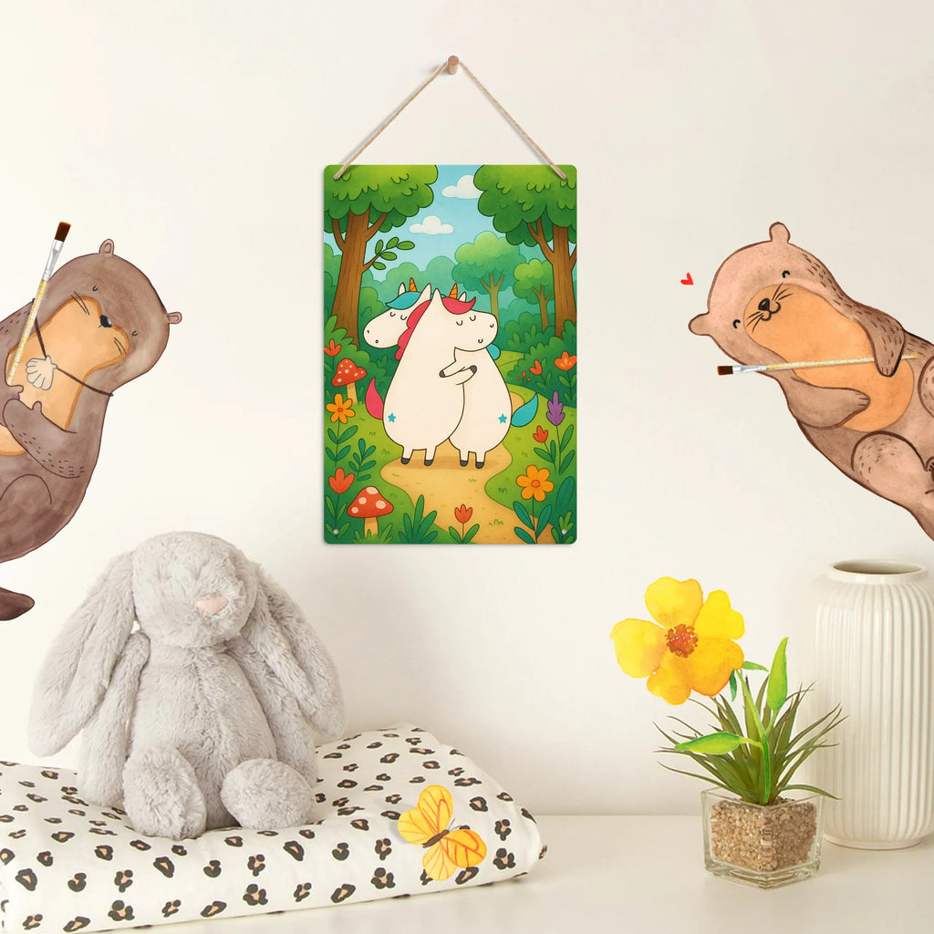 Metalowy szyld do malowania po numerach Jednorożce Przytulanie Design Jednorożec, jednorożce, dekoracje jednorożca, jednorożec