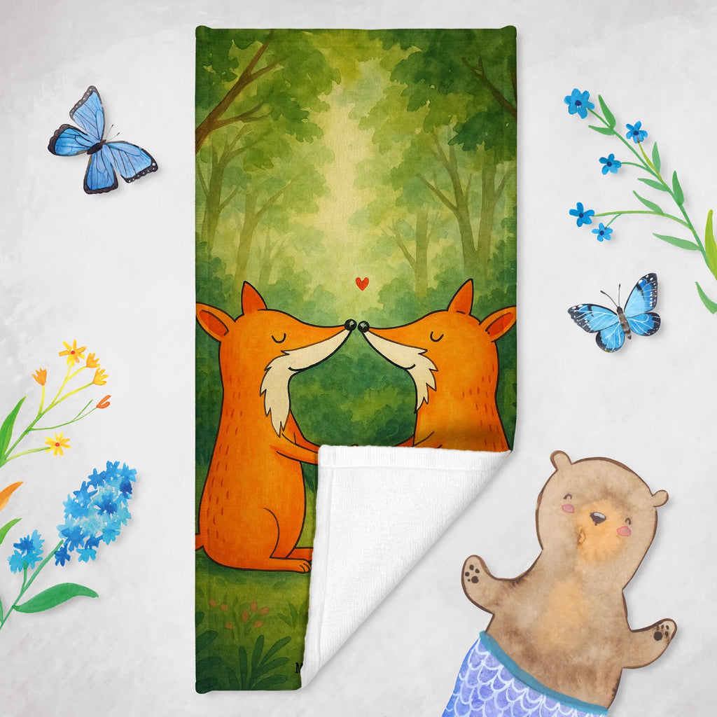 Hand towel foxes Love Design Strandtuch, Kinder Handtuch, Duschtuch, Badetuch, Saunatuch, Fuchs, Freund, Liebe, Liebespaar, Paar, Füchse, Freundin, Fox, Ehefrau, Liebesbeweis, Ehemann, Ehe, Partner, Verlobte
