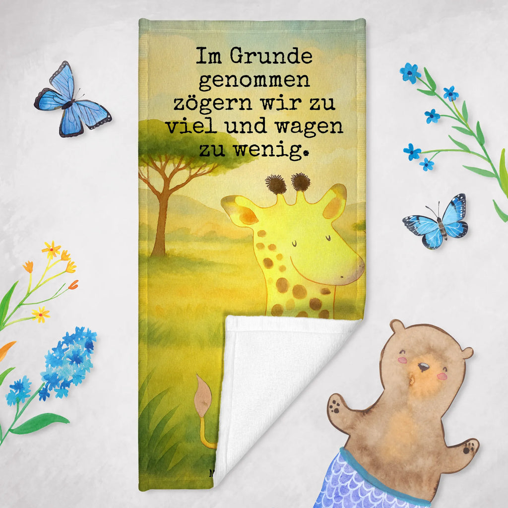 Hand towel giraffe Satisfied Design Duschtuch, Badetuch, Strandtuch, Saunatuch, Kinder Handtuch, Afrika, Wildtiere, Giraffe, Zufrieden, Glück, Abenteuer