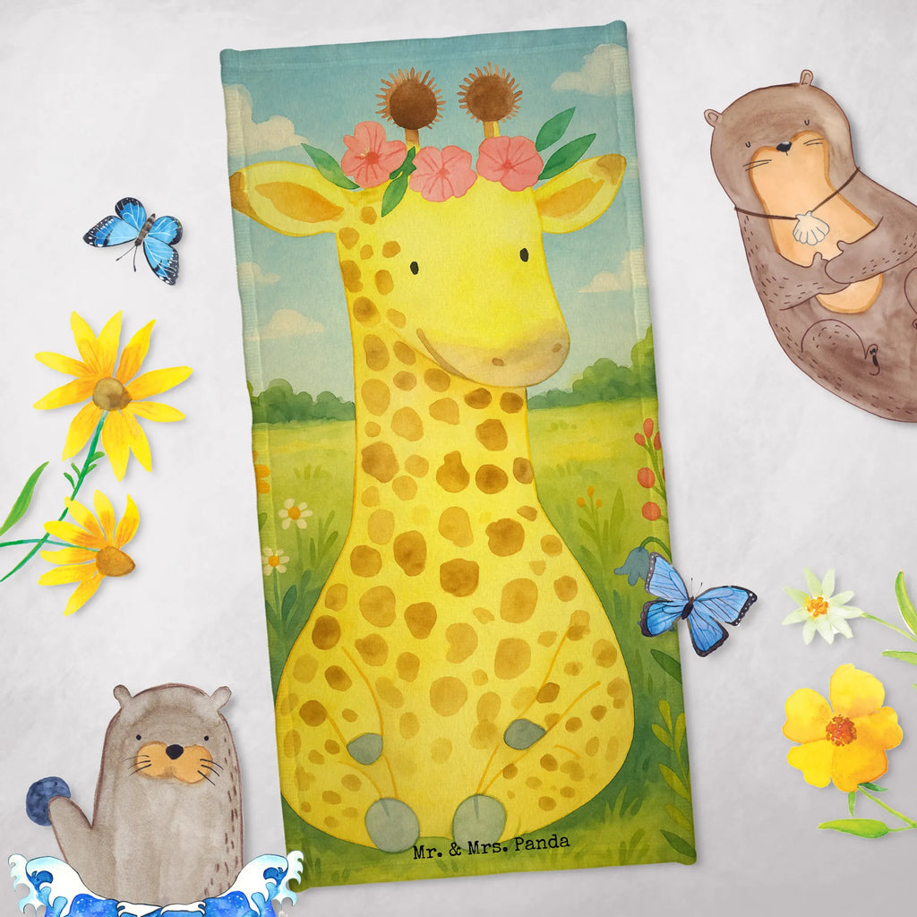 70 x 140 ręcznik żyrafa Wieniec kwiatów Design Duschtuch, Badetuch, Strandtuch, Saunatuch, Kinder Handtuch, Afrika, Wildtiere, Giraffe, Blumenkranz, Abenteurer, Selbstliebe, Freundin