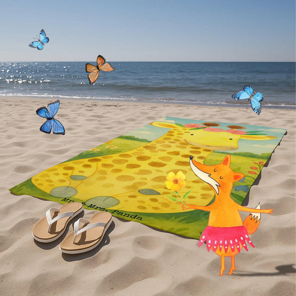 70 x 140 ręcznik żyrafa Wieniec kwiatów Design Duschtuch, Badetuch, Strandtuch, Saunatuch, Kinder Handtuch, Afrika, Wildtiere, Giraffe, Blumenkranz, Abenteurer, Selbstliebe, Freundin