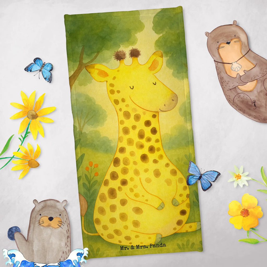 Hand towel giraffe Satisfied Design Duschtuch, Badetuch, Strandtuch, Saunatuch, Kinder Handtuch, Afrika, Wildtiere, Giraffe, Zufrieden, Glück, Abenteuer