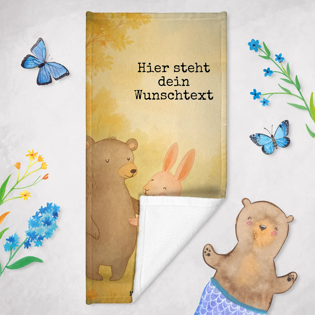 Personalized Bath Towel bear and rabbit Embrace Design Kinder Handtuch mit Namen, Strandtuch mit Namen, Personalisiertes Handtuch, Duschtuch mit Namen, Saunatuch mit Namen, Badetuch mit Namen, Personalisiertes Badetuch, Liebe, Partner, Freund, Freundin, Ehemann, Ehefrau, Heiraten, Verlobung, Heiratsantrag, Liebesgeschenk, Jahrestag, Hocheitstag, Bär, Bärchen, Freunde, Hase, bester Freund, best friends