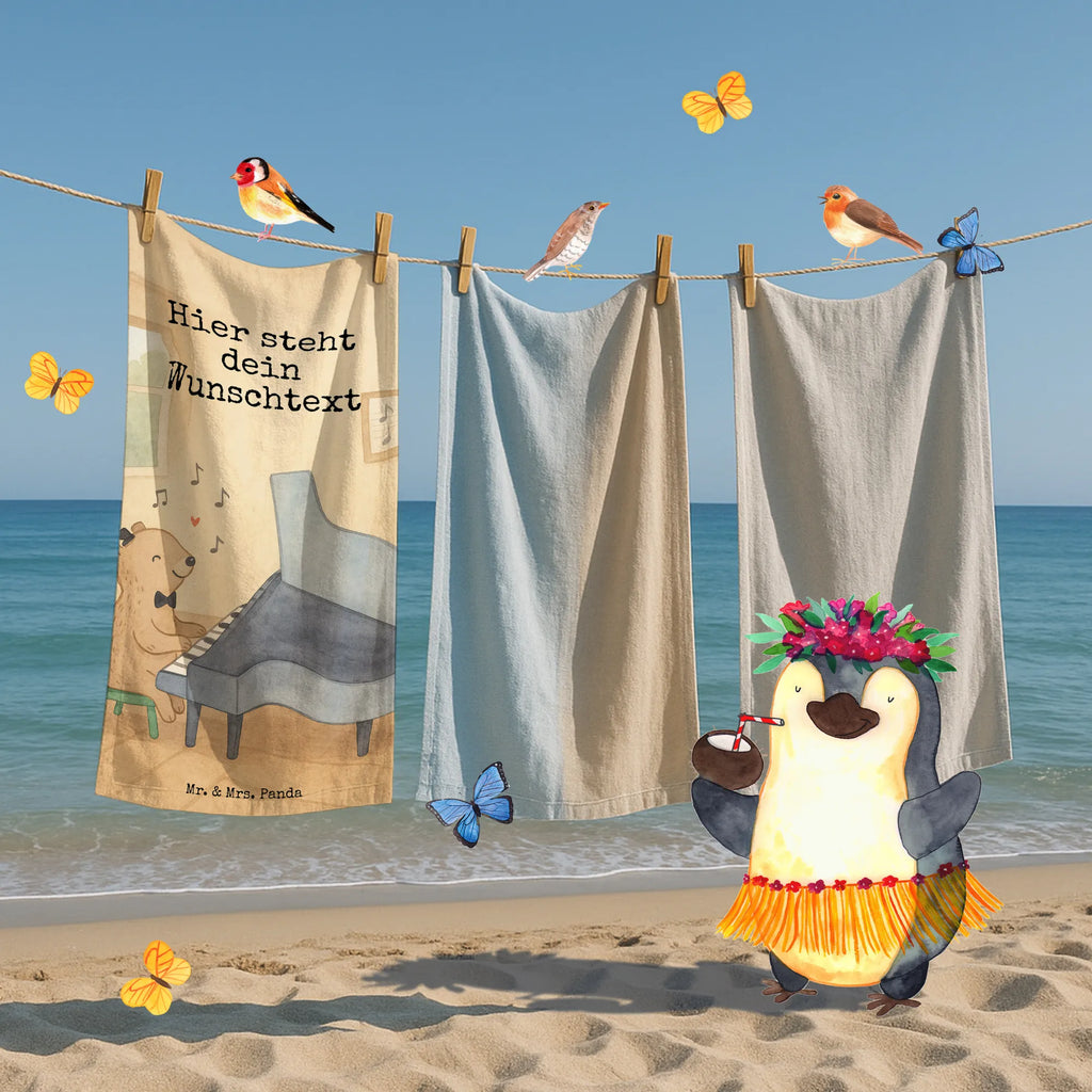 Spersonalizowany ręcznik kąpielowy niedźwiedź fortepian Design Personalisiertes Handtuch, Badetuch mit Namen, Kinder Handtuch mit Namen, Duschtuch mit Namen, Strandtuch mit Namen, Personalisiertes Badetuch, Saunatuch mit Namen, Instrumente, Geschenke Musiker, Musikliebhaber, Konzert, Klassik, Bär, Klavier, Pianist, Flügel