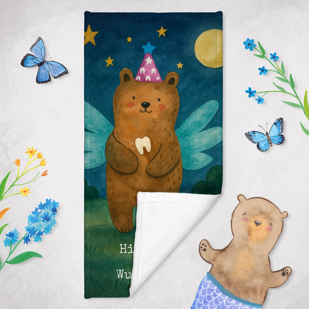 Personalized Bath Towel bear tooth fairy Design Duschtuch mit Namen, Personalisiertes Badetuch, Saunatuch mit Namen, Badetuch mit Namen, Personalisiertes Handtuch, Strandtuch mit Namen, Kinder Handtuch mit Namen, Bär, Teddy, Teddybär, Erster Zahn, Zahnfee, Fee, Milchzahn
