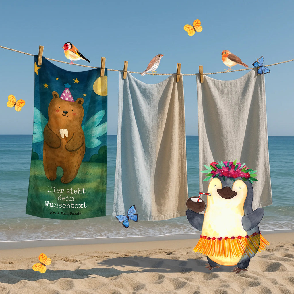 Personalized Bath Towel bear tooth fairy Design Duschtuch mit Namen, Personalisiertes Badetuch, Saunatuch mit Namen, Badetuch mit Namen, Personalisiertes Handtuch, Strandtuch mit Namen, Kinder Handtuch mit Namen, Bär, Teddy, Teddybär, Erster Zahn, Zahnfee, Fee, Milchzahn