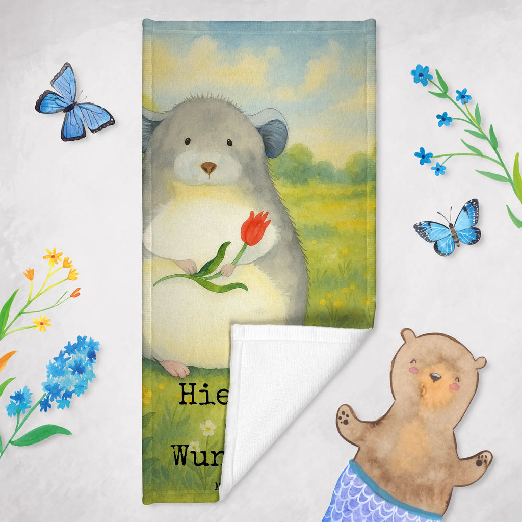 Personalisiertes Badehandtuch Chinchilla Blume Design Personalisiertes Badetuch, Personalisiertes Handtuch, Saunatuch mit Namen, Strandtuch mit Namen, Duschtuch mit Namen, Kinder Handtuch mit Namen, Badetuch mit Namen, Tiermotive, Gute Laune, lustige Sprüche, Tiere, Büroalltag, Büro, Glücklichsein, Kummer, Liebeskummer, traurig sein, Depressionen, Chinchilla, Chaos, Chinchillas