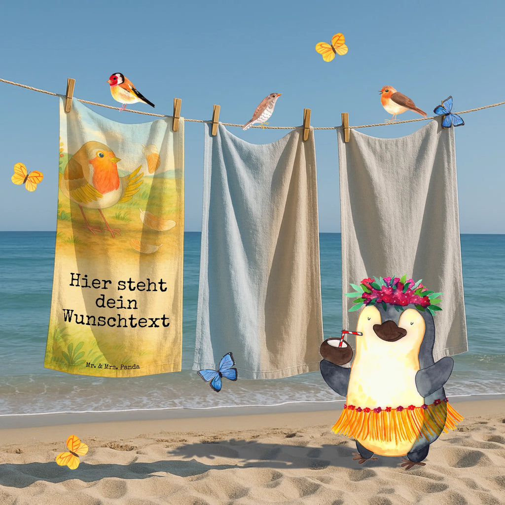 Personalisiertes Badehandtuch Rotkehlchen Federn Design Saunatuch mit Namen, Personalisiertes Handtuch, Badetuch mit Namen, Personalisiertes Badetuch, Duschtuch mit Namen, Kinder Handtuch mit Namen, Strandtuch mit Namen, Tiermotive, Gute Laune, lustige Sprüche, Tiere, Motivationsbilder, Spruch Motivation, Motivation Sprüche, Rotkehlchen, fliegen, What if i fall, Vogel, Spruch Mut