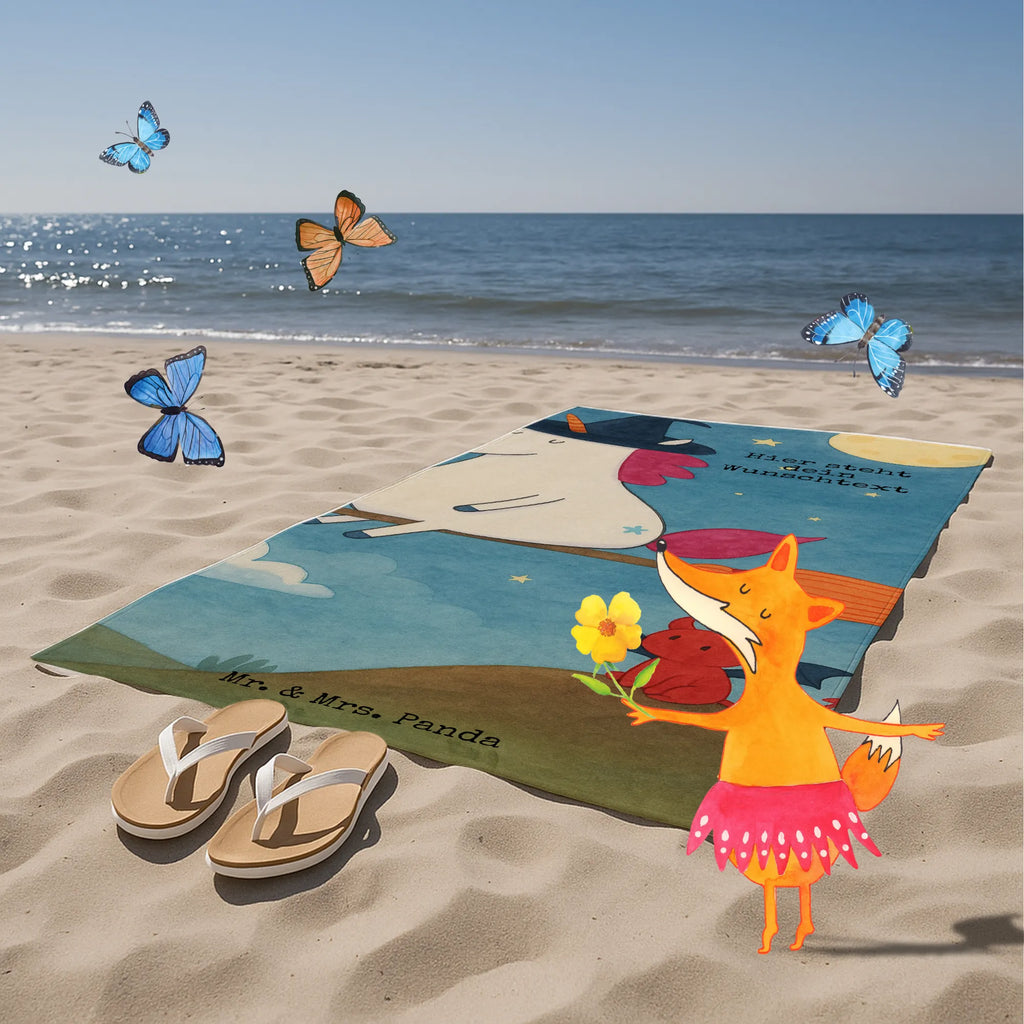 Personalisiertes Badehandtuch Einhorn Hexe Design