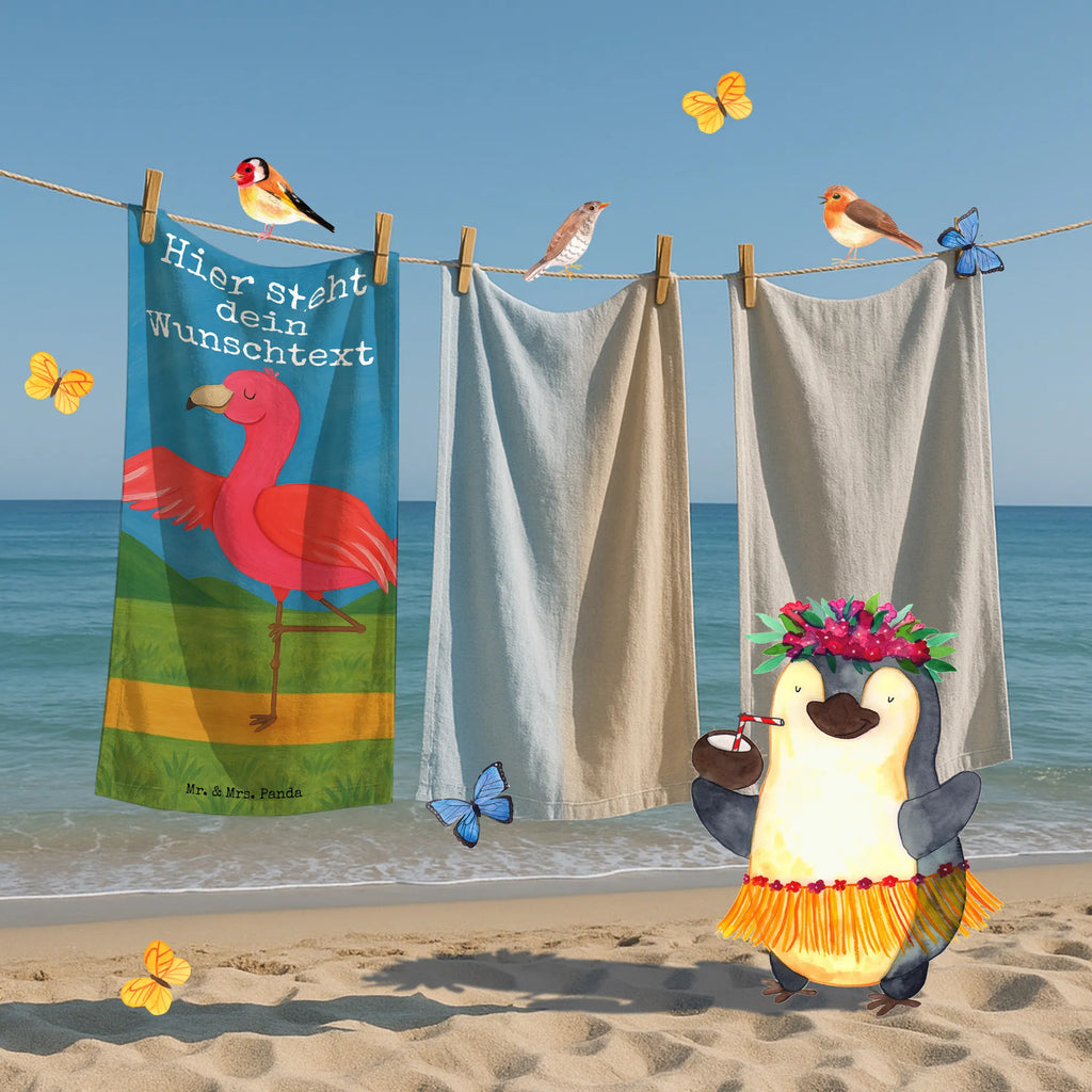 Personalisiertes Badehandtuch Flamingo Yoga Design Kinder Handtuch mit Namen, Badetuch mit Namen, Personalisiertes Badetuch, Duschtuch mit Namen, Saunatuch mit Namen, Personalisiertes Handtuch, Strandtuch mit Namen, Flamingo, Aufregen, Achtsamkeit, Tiefenentspannung, Yoga, Yoga-Übung, Vogel, Entspannung, Ärger, Namaste