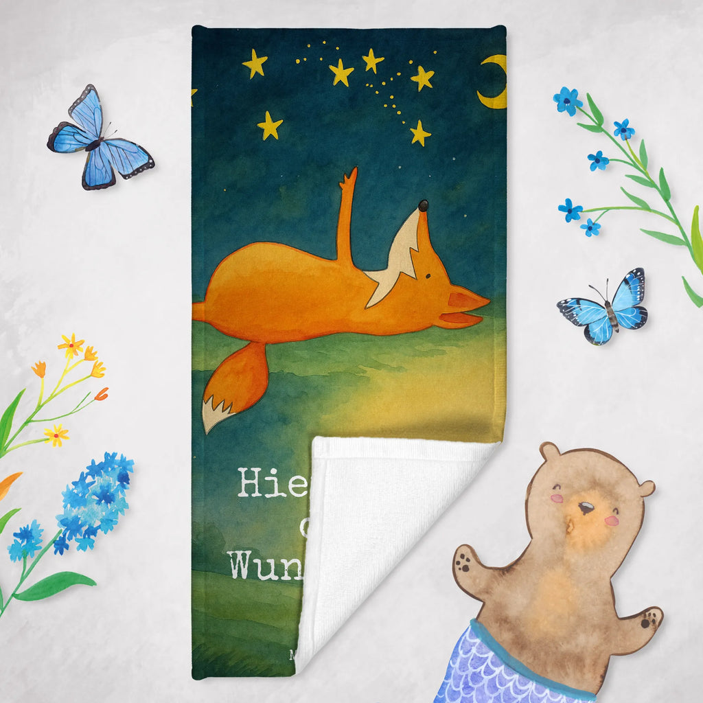 Personalized Bath Towel Fox Stars Design Badetuch mit Namen, Personalisiertes Badetuch, Kinder Handtuch mit Namen, Personalisiertes Handtuch, Strandtuch mit Namen, Duschtuch mit Namen, Saunatuch mit Namen, Fuchs, Füchse, Always Look on the Bright Side of Life, Spruch schön, Romantik, tröstende Worte, Spruch positiv