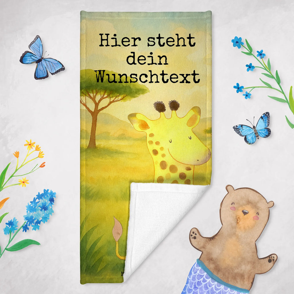 Personalized Bath Towel giraffe Satisfied Design Strandtuch mit Namen, Duschtuch mit Namen, Kinder Handtuch mit Namen, Personalisiertes Badetuch, Personalisiertes Handtuch, Badetuch mit Namen, Saunatuch mit Namen, Afrika, Wildtiere, Glück, Abenteuer, Giraffe, Zufrieden