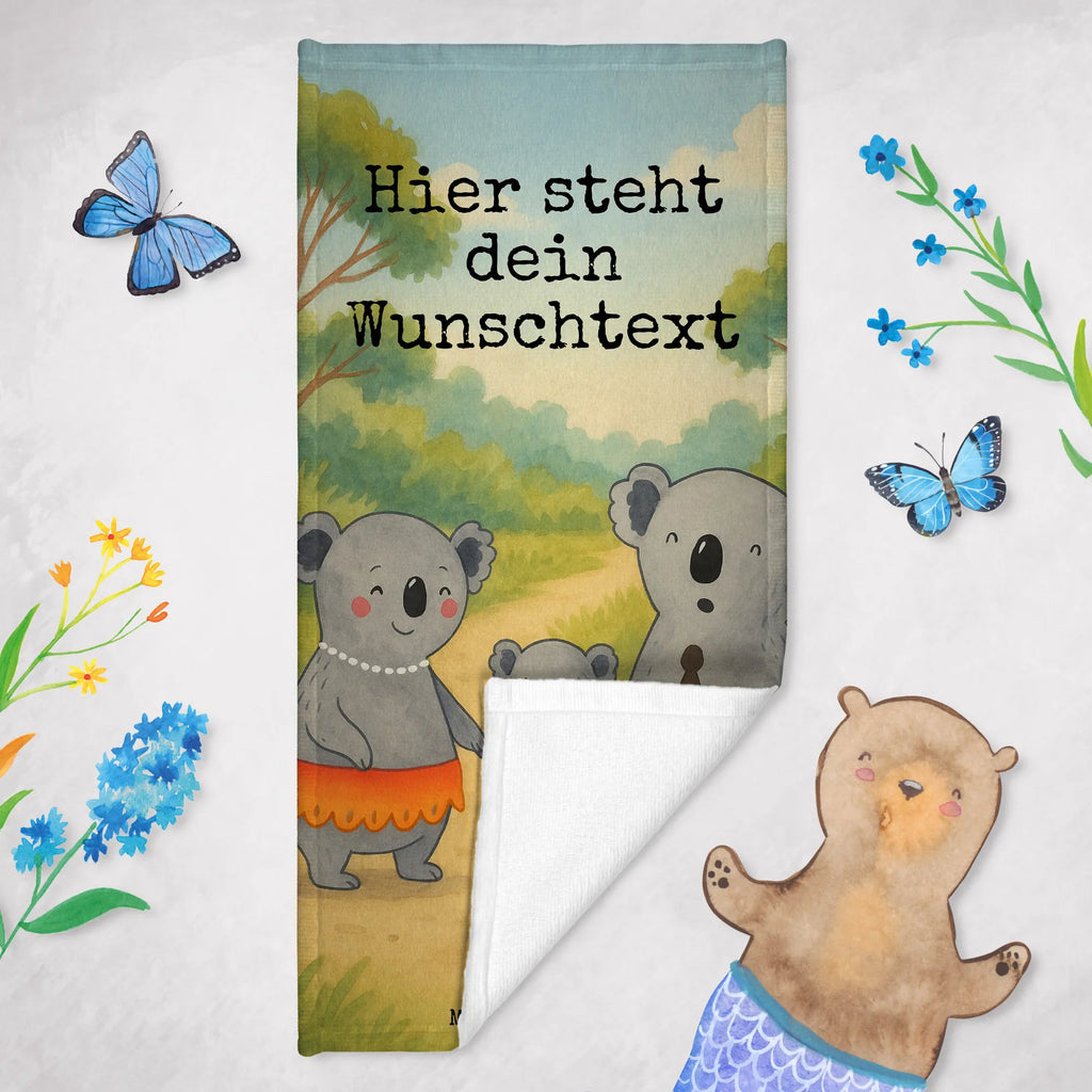 Spersonalizowany ręcznik kąpielowy Rodzina koali Design Strandtuch mit Namen, Duschtuch mit Namen, Personalisiertes Badetuch, Personalisiertes Handtuch, Saunatuch mit Namen, Kinder Handtuch mit Namen, Badetuch mit Namen, Familie, Vatertag, Muttertag, Bruder, Schwester, Mama, Papa, Oma, Opa, Familienleben, Koala, Koalas, Family, Geschwister, Kinder
