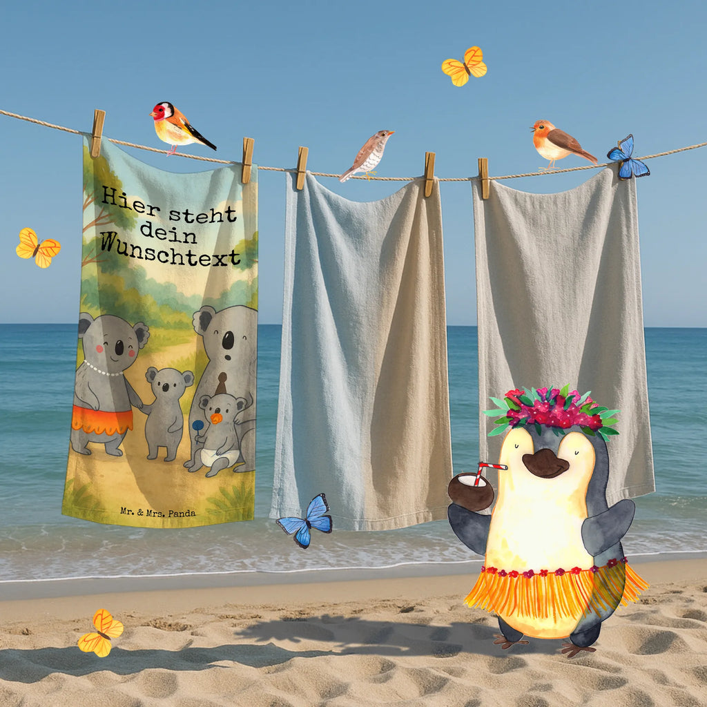 Spersonalizowany ręcznik kąpielowy Rodzina koali Design Strandtuch mit Namen, Duschtuch mit Namen, Personalisiertes Badetuch, Personalisiertes Handtuch, Saunatuch mit Namen, Kinder Handtuch mit Namen, Badetuch mit Namen, Familie, Vatertag, Muttertag, Bruder, Schwester, Mama, Papa, Oma, Opa, Familienleben, Koala, Koalas, Family, Geschwister, Kinder