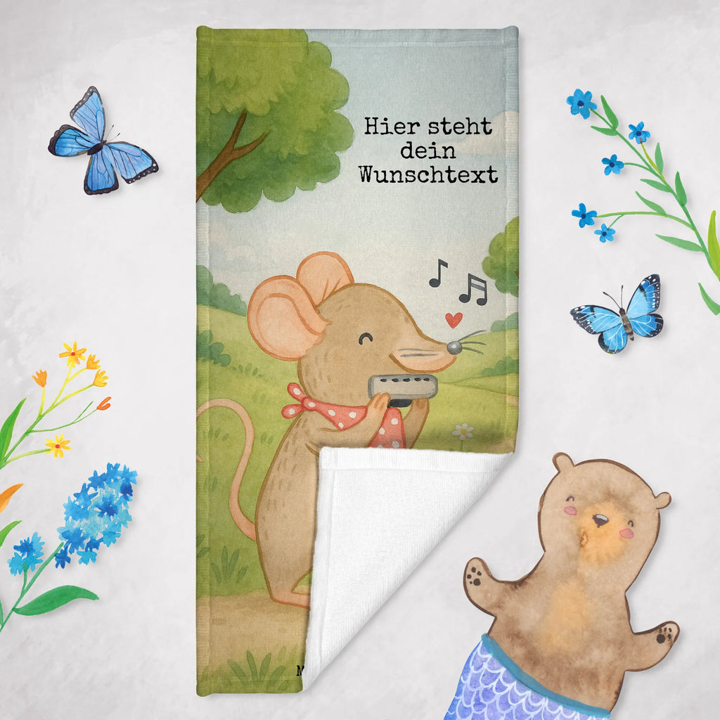 Personalized Bath Towel Mouse harmonica Design Duschtuch mit Namen, Badetuch mit Namen, Saunatuch mit Namen, Personalisiertes Handtuch, Personalisiertes Badetuch, Kinder Handtuch mit Namen, Strandtuch mit Namen, Instrumente, Geschenke Musiker, Musikliebhaber, Maus, Gesang, Lagerfeuer, Mundharmonika