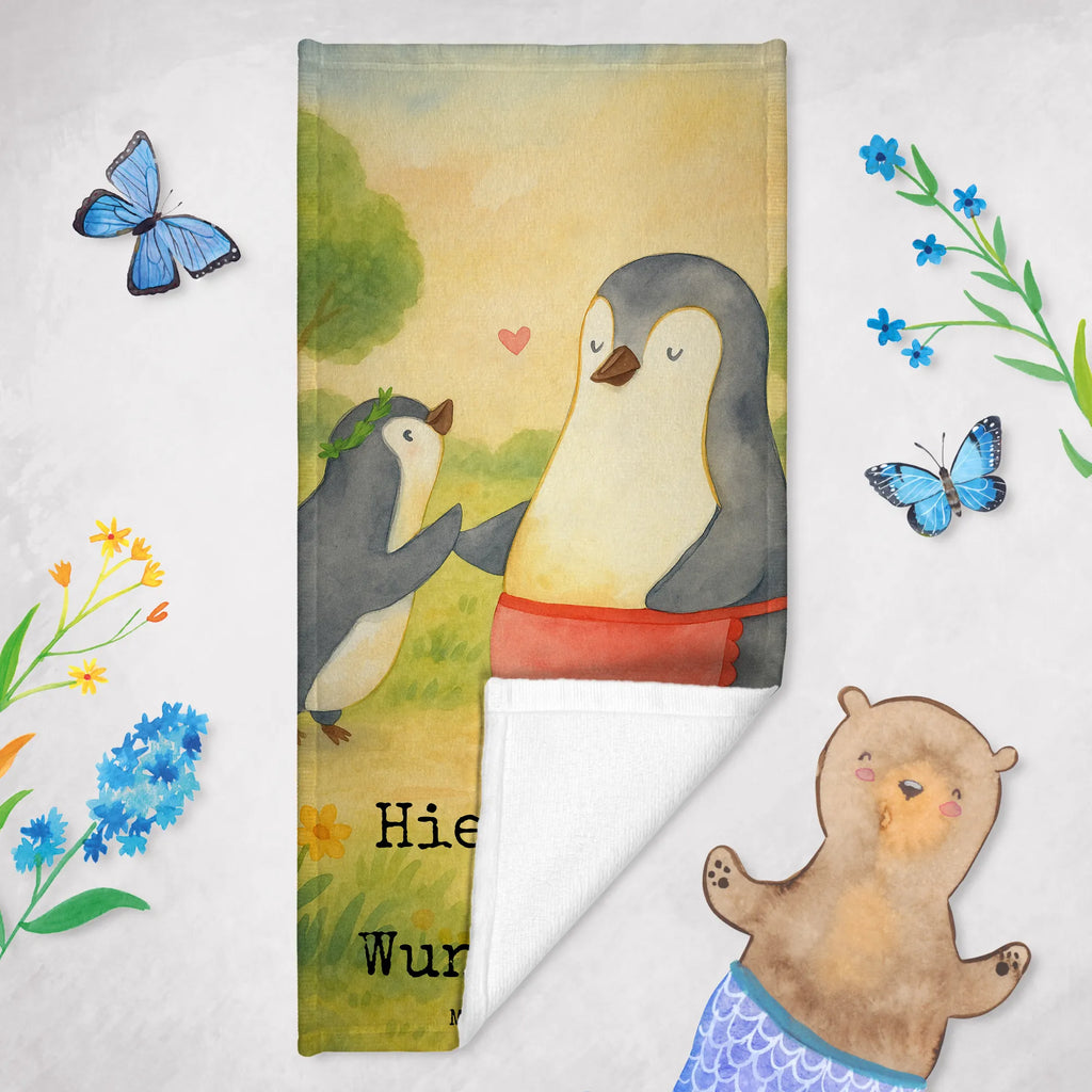 Personalized Bath Towel Penguin with child Design Personalisiertes Handtuch, Strandtuch mit Namen, Saunatuch mit Namen, Duschtuch mit Namen, Personalisiertes Badetuch, Badetuch mit Namen, Kinder Handtuch mit Namen, Familie, Vatertag, Muttertag, Bruder, Schwester, Mama, Papa, Oma, Opa, Mutter, Mami, Geschenk, Geburststag, Mutti