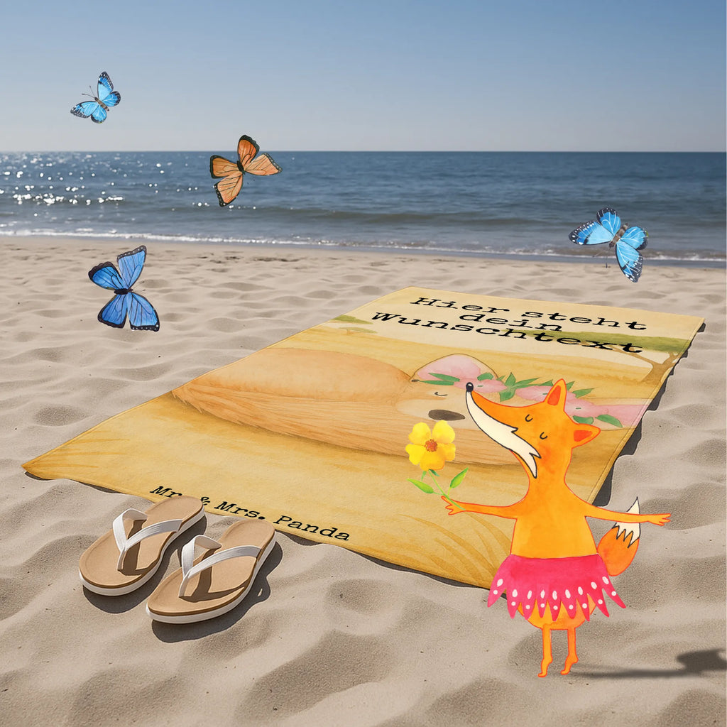 Personalisiertes Badehandtuch Wüstenfuchs Blumen Design Duschtuch mit Namen, Saunatuch mit Namen, Personalisiertes Handtuch, Strandtuch mit Namen, Kinder Handtuch mit Namen, Personalisiertes Badetuch, Badetuch mit Namen, Afrika, Wildtiere, Blumen, Glücklich, Wüstenfuchs, Blumenkranz, Wüste