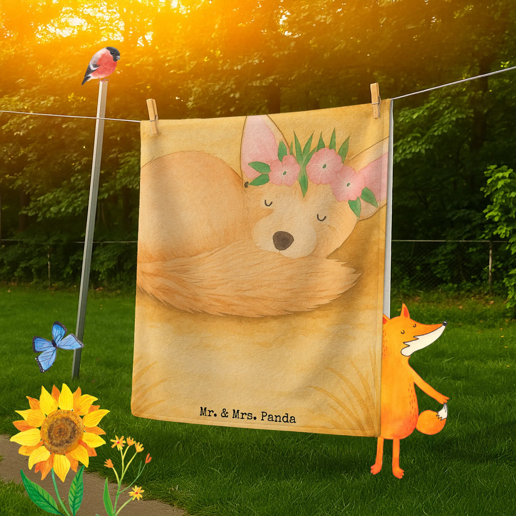 Personalisiertes Badehandtuch Wüstenfuchs Blumen Design Duschtuch mit Namen, Saunatuch mit Namen, Personalisiertes Handtuch, Strandtuch mit Namen, Kinder Handtuch mit Namen, Personalisiertes Badetuch, Badetuch mit Namen, Afrika, Wildtiere, Blumen, Glücklich, Wüstenfuchs, Blumenkranz, Wüste