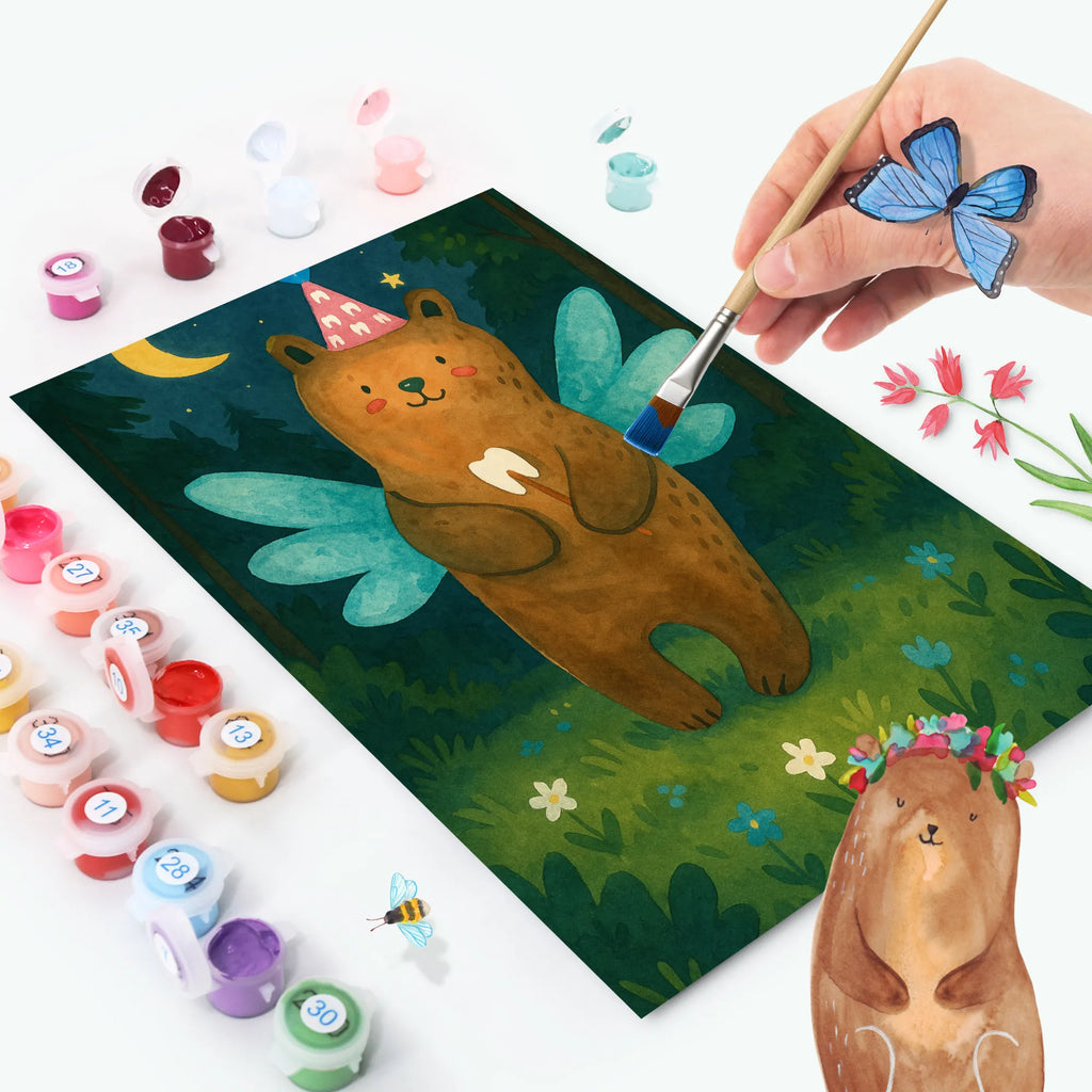 Paint by Numbers bear tooth fairy Design bear, teddy, teddy bear, cuddly toy, first tooth, milk tooth, Tooth fairy, fairy