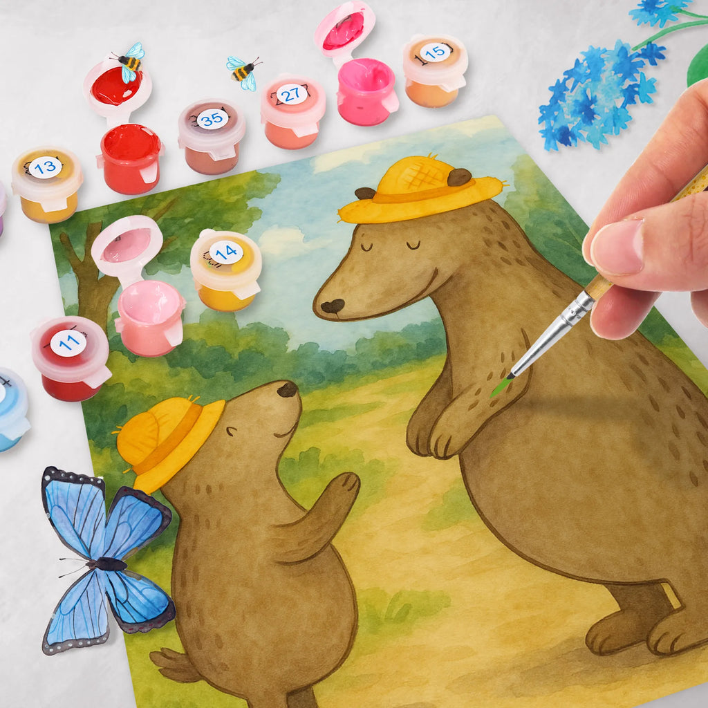 Paint by Numbers Bears with hats Design Family, Father's Day, Mother's Day, brother, sister, Mom, Dad, daddy, role model, bear, family, father-son, child, dad, father, sons, son, children, favourite person, father's day