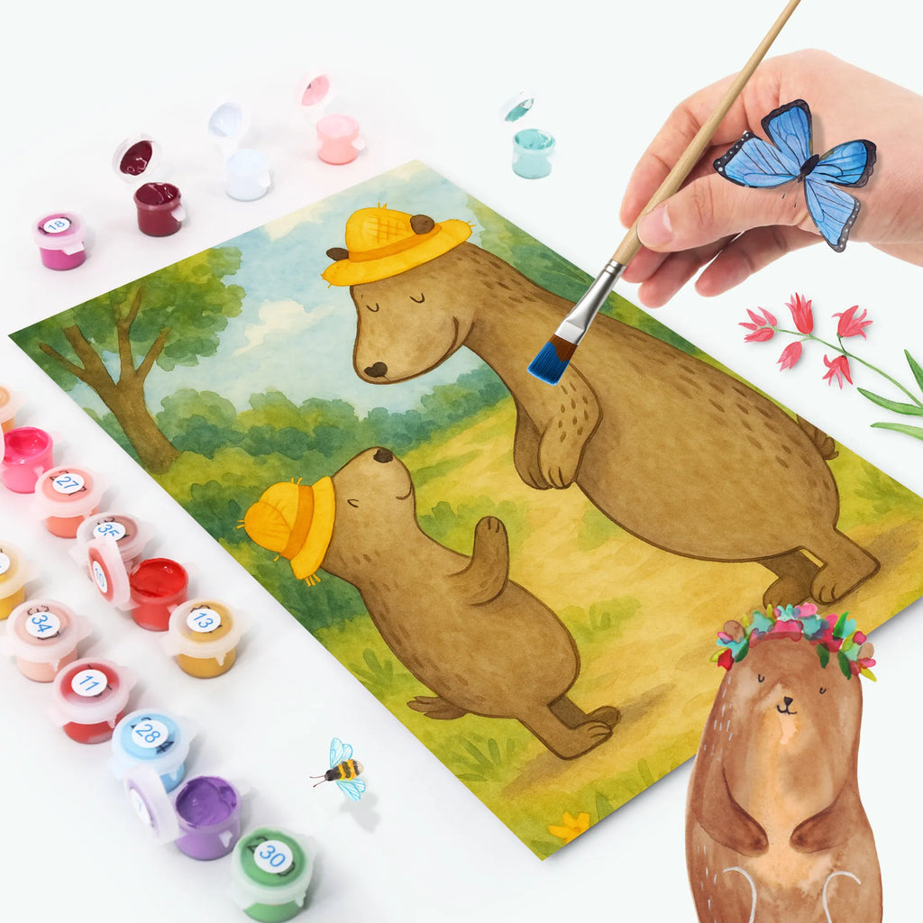 Paint by Numbers Bears with hats Design Family, Father's Day, Mother's Day, brother, sister, Mom, Dad, daddy, role model, bear, family, father-son, child, dad, father, sons, son, children, favourite person, father's day