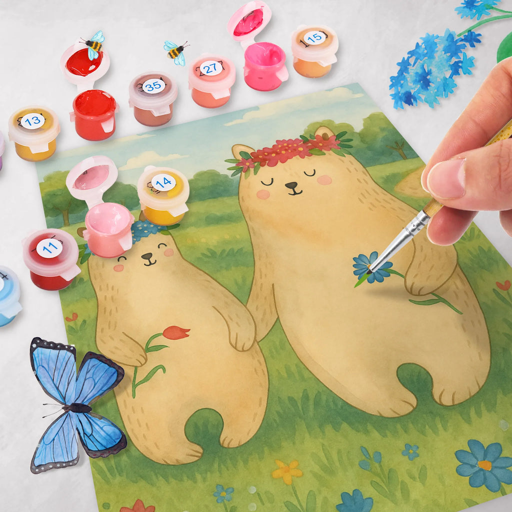 Malowanie według numerów Niedźwiedzie z wianuszkiem Design Bastelidee, DIY, Malen nach Zahlen, Baseln, Ausmalbild, Malen, Kreativität, Künstler, Kunstwerk, Familie, Vatertag, Muttertag, Bruder, Schwester, Mama, Papa, Oma, Opa, Mutter, Mami, Bär, Kind, Töchter, beste Mutter, Vorbild, weltbeste Mama, Kinder, Mutti, Bären, Geschenk Mama. Muttertag, Family, Tochter, Lieblingsmensch, Lieblingsmama