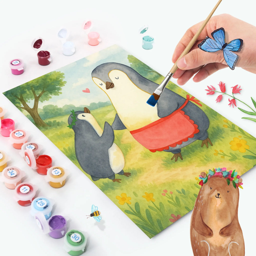 Malen nach Zahlen Pinguin mit Kind Design Kreativität, Malen nach Zahlen, Bastelidee, Ausmalbild, Malen, Kunstwerk, DIY, Baseln, Künstler, Familie, Vatertag, Muttertag, Bruder, Schwester, Mama, Papa, Oma, Opa, Mutti, Geschenk, Geburststag, Mami, Mutter