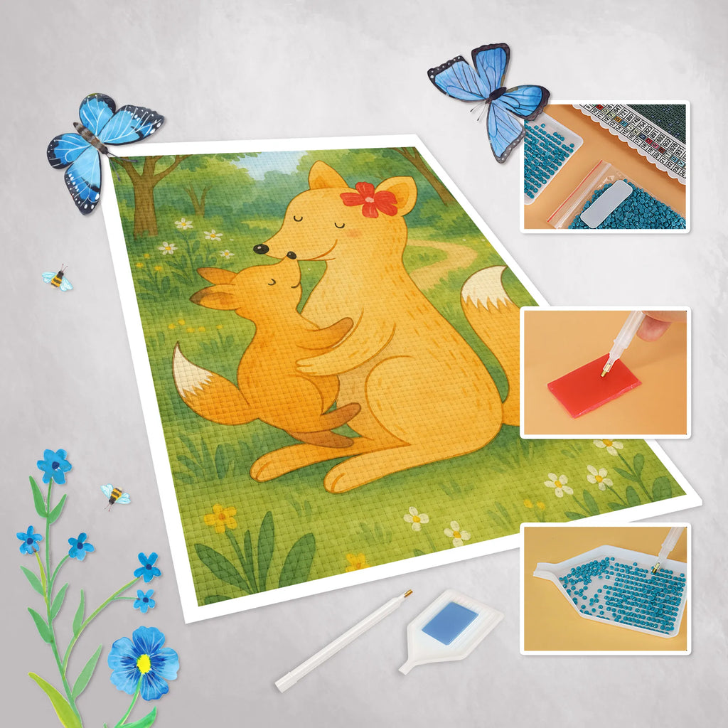 Diamond Painting Fox mummy Design Family, Father's Day, Mother's Day, brother, sister, Mom, Dad, mother, favourite daughter, present, daughter, mom, best daughter