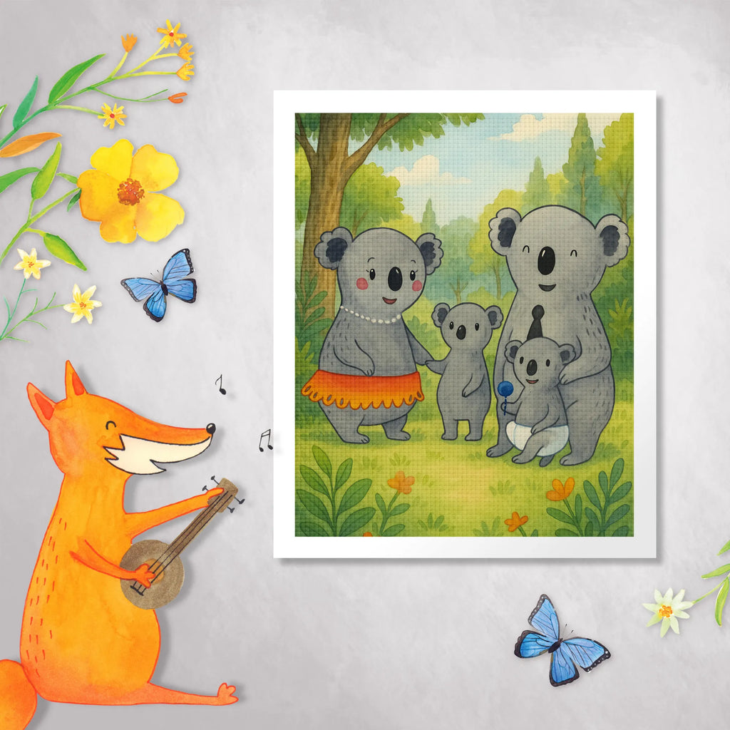 Diamond Painting Koala Family Design Family, Father's Day, Mother's Day, brother, sister, Mom, Dad, family, dad, siblings, children, mom, Koala, koalas, family life