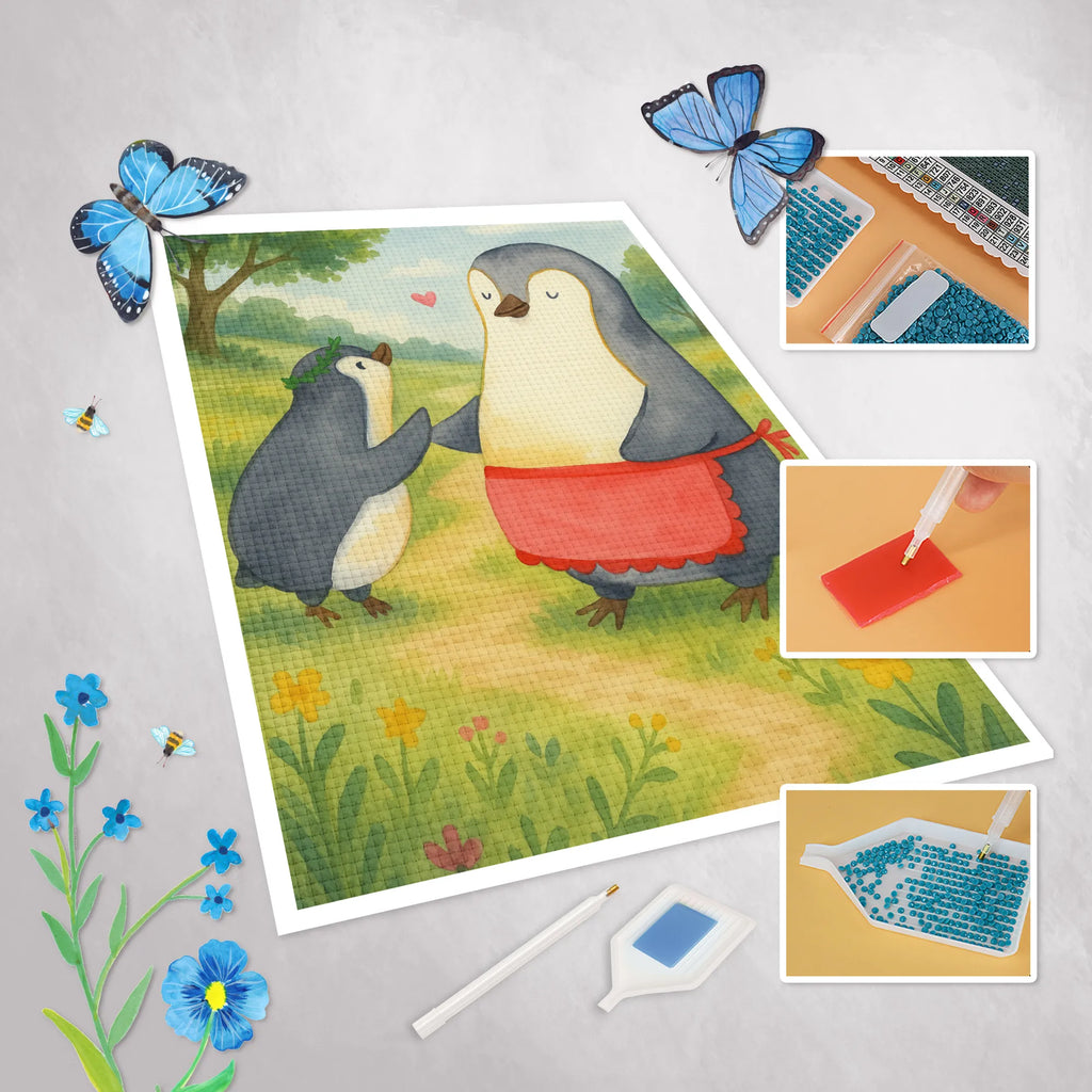 Diamond Painting Penguin with child Design Family, Father's Day, Mother's Day, brother, sister, Mom, Dad, Birthday, Mother, Mommy, Mummy, Gift