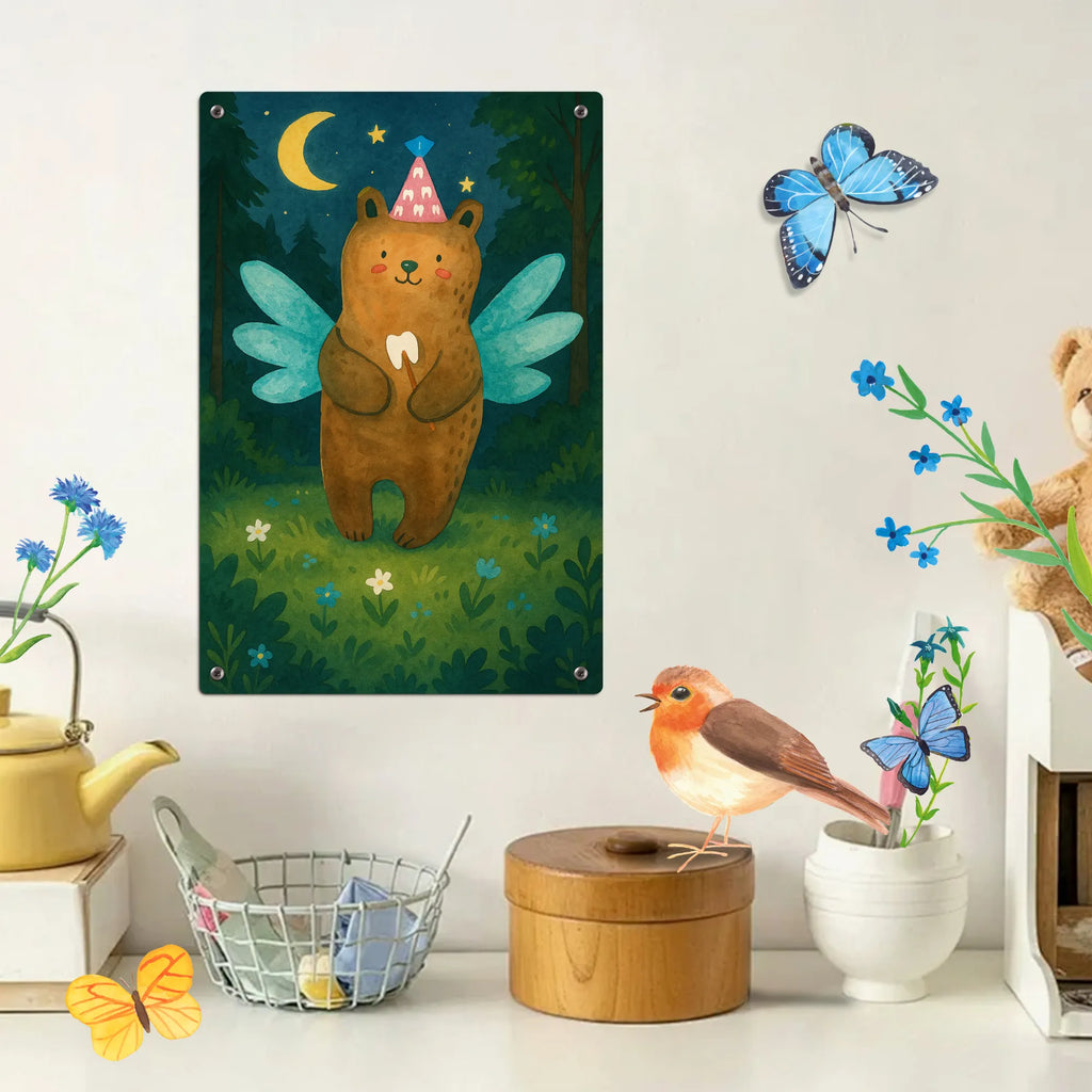 Malen nach Zahlen Metallschild Bär Zahnfee Design Malen, Malen nach Zahlen, Kreativität, DIY, Bastelidee, Ausmalbild, Künstler, Baseln, Kunstwerk, Bär, Teddy, Teddybär, Erster Zahn, Fee, Milchzahn, Zahnfee