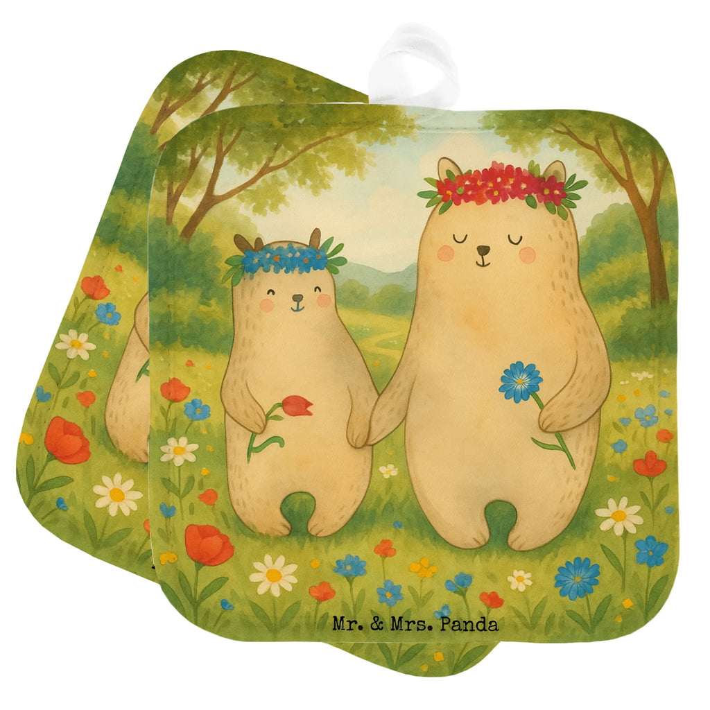 2-elementowy zestaw podkładek pod garnki Niedźwiedzie z wianuszkiem Design Topflappenset, Topflappen 2er Set, Topfuntersetzer, Topflappen mit Spruch, Schöne Topflappen, Ofenhandschuh, Topflappen, Topflappen Set, Topfhandschuhe, Ofenhandschuhe, Topfhandschuh, Topflappen lustig, Familie, Vatertag, Muttertag, Bruder, Schwester, Mama, Papa, Oma, Opa, Bären, Kind, Kinder, Mutti, Lieblingsmama, Family, weltbeste Mama, beste Mutter, Vorbild, Bär, Mami, Tochter, Geschenk Mama. Muttertag, Töchter, Mutter, Lieblingsmensch