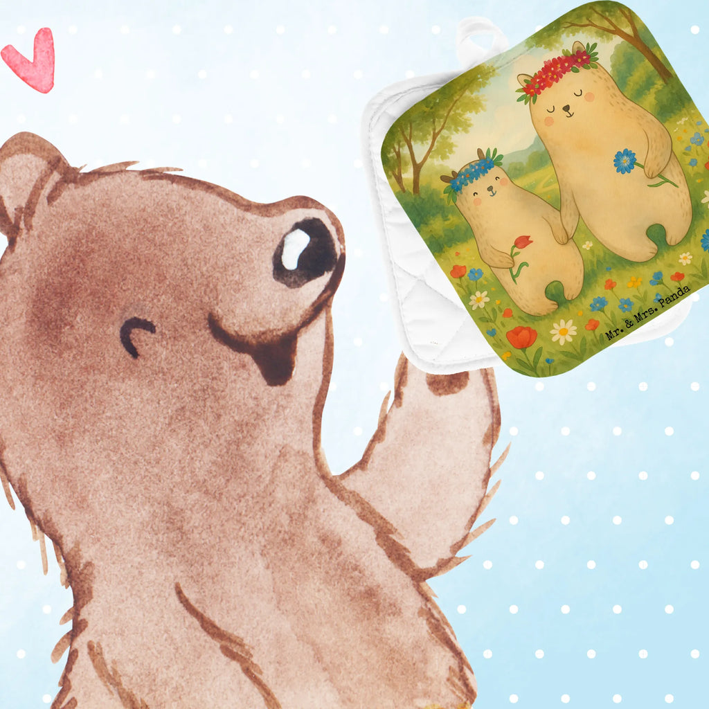 2-elementowy zestaw podkładek pod garnki Niedźwiedzie z wianuszkiem Design Topflappenset, Topflappen 2er Set, Topfuntersetzer, Topflappen mit Spruch, Schöne Topflappen, Ofenhandschuh, Topflappen, Topflappen Set, Topfhandschuhe, Ofenhandschuhe, Topfhandschuh, Topflappen lustig, Familie, Vatertag, Muttertag, Bruder, Schwester, Mama, Papa, Oma, Opa, Bären, Kind, Kinder, Mutti, Lieblingsmama, Family, weltbeste Mama, beste Mutter, Vorbild, Bär, Mami, Tochter, Geschenk Mama. Muttertag, Töchter, Mutter, Lieblingsmensch