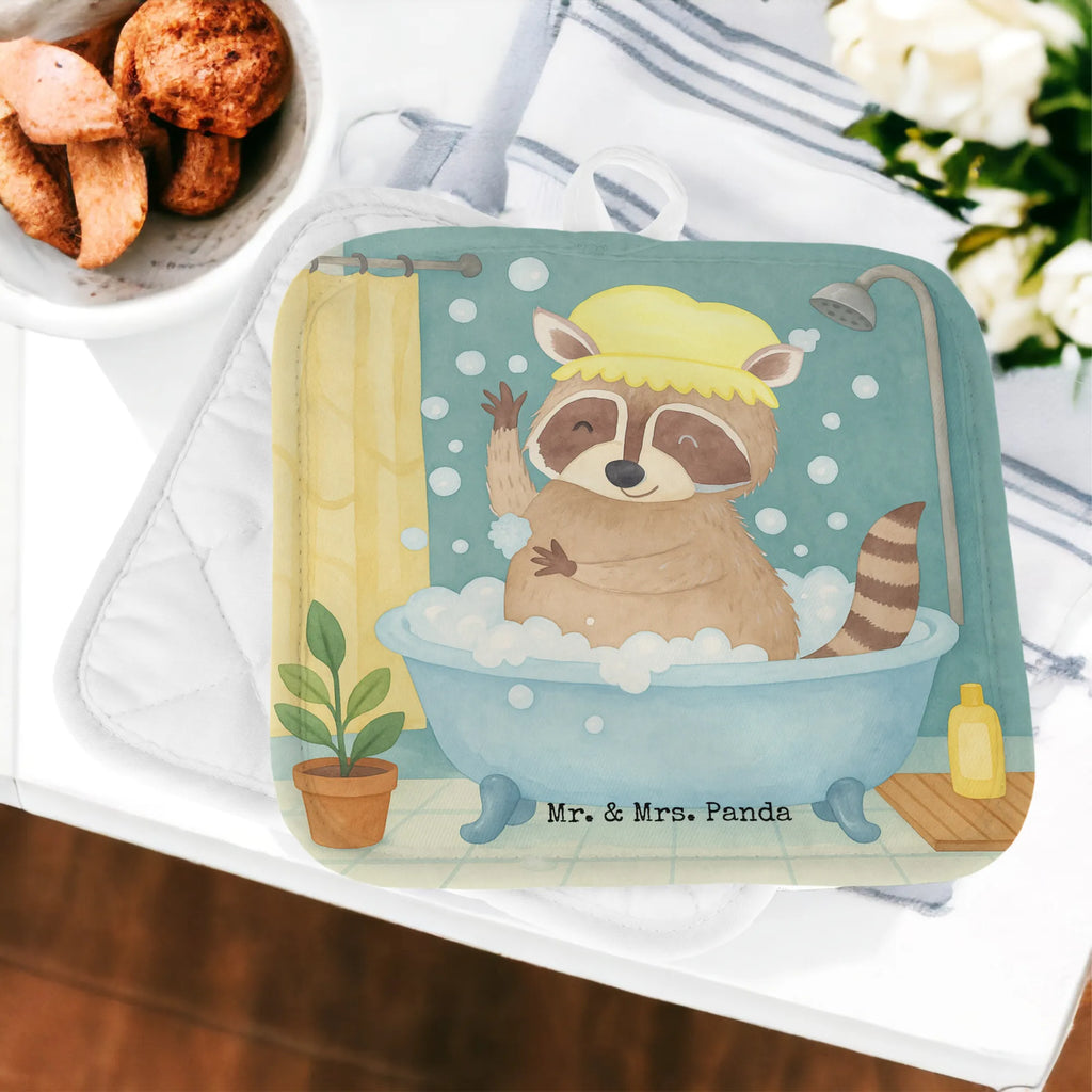 2-elementowy zestaw podkładek pod garnki Szop pracz Design Topflappen, Topfuntersetzer, Ofenhandschuh, Topflappen Set, Topflappen lustig, Topflappen mit Spruch, Ofenhandschuhe, Topfhandschuhe, Topfhandschuh, Topflappenset, Topflappen 2er Set, Schöne Topflappen, Tiermotive, Gute Laune, lustige Sprüche, Tiere, Waschbär, Tagträumen, Plan, Fröhlich, waschen, Seifenblasen