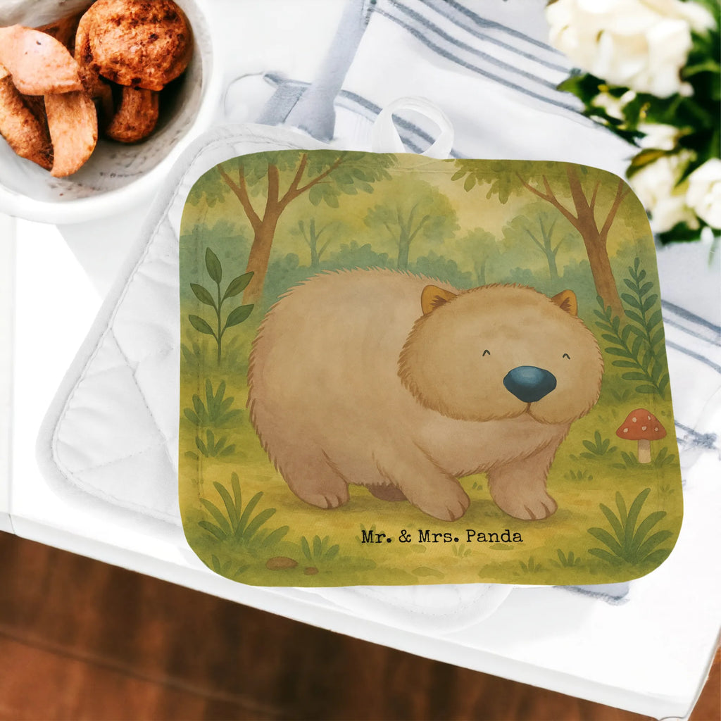 2-elementowy zestaw podkładek pod garnki Wombat Design Topflappen, Topfuntersetzer, Ofenhandschuh, Topflappen Set, Topflappen lustig, Topflappen mit Spruch, Ofenhandschuhe, Topfhandschuhe, Topfhandschuh, Topflappenset, Topflappen 2er Set, Schöne Topflappen, Tiermotive, Gute Laune, lustige Sprüche, Tiere, Wombat, Das Leben ist schön, Motivation, Spruch, Australien