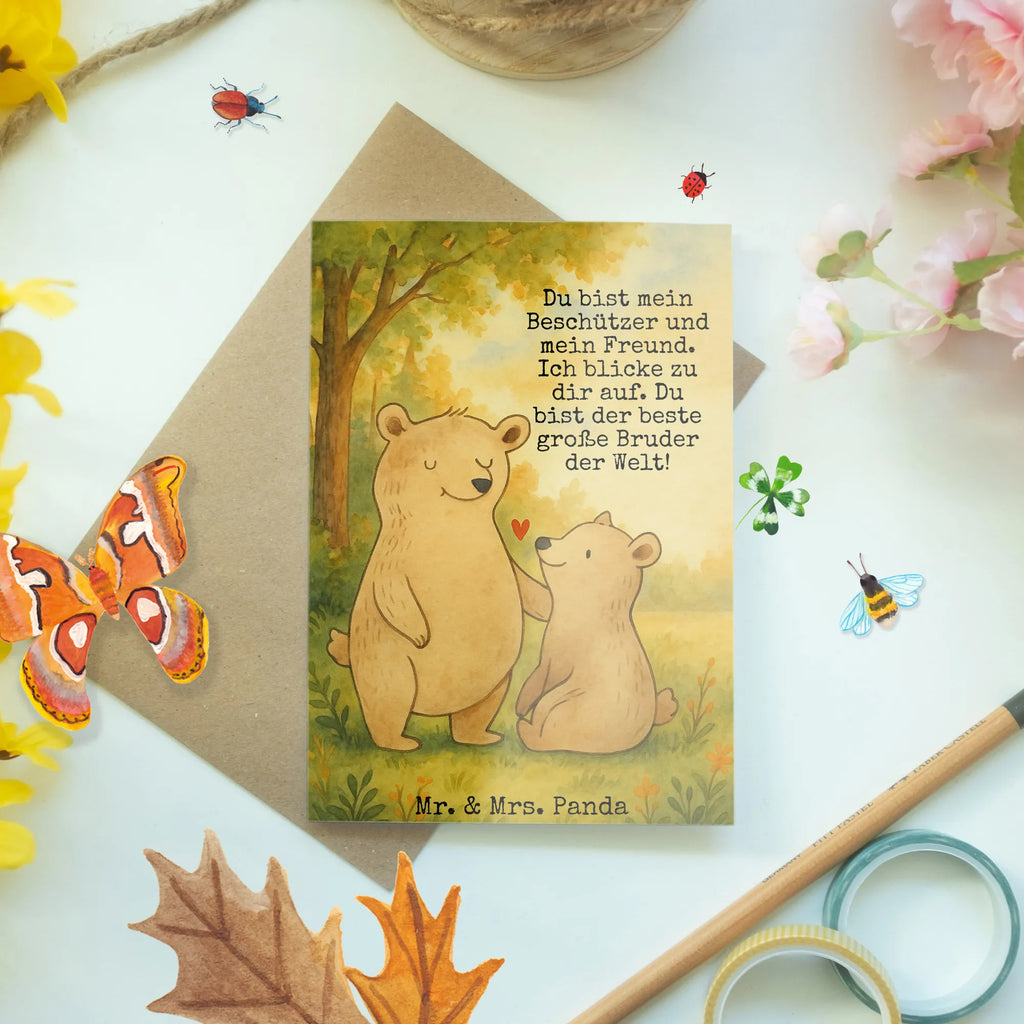 Greetings card bear Big Brother Design Grußkarte, Klappkarte, Einladungskarte, Glückwunschkarte, Hochzeitskarte, Geburtstagskarte, Karte, Ansichtskarten, Familie, Vatertag, Muttertag, Bruder, Schwester, Mama, Papa, Oma, Opa, Großer Bruder, Geschwister, bester Bruder, Brudi, Bär, Bären