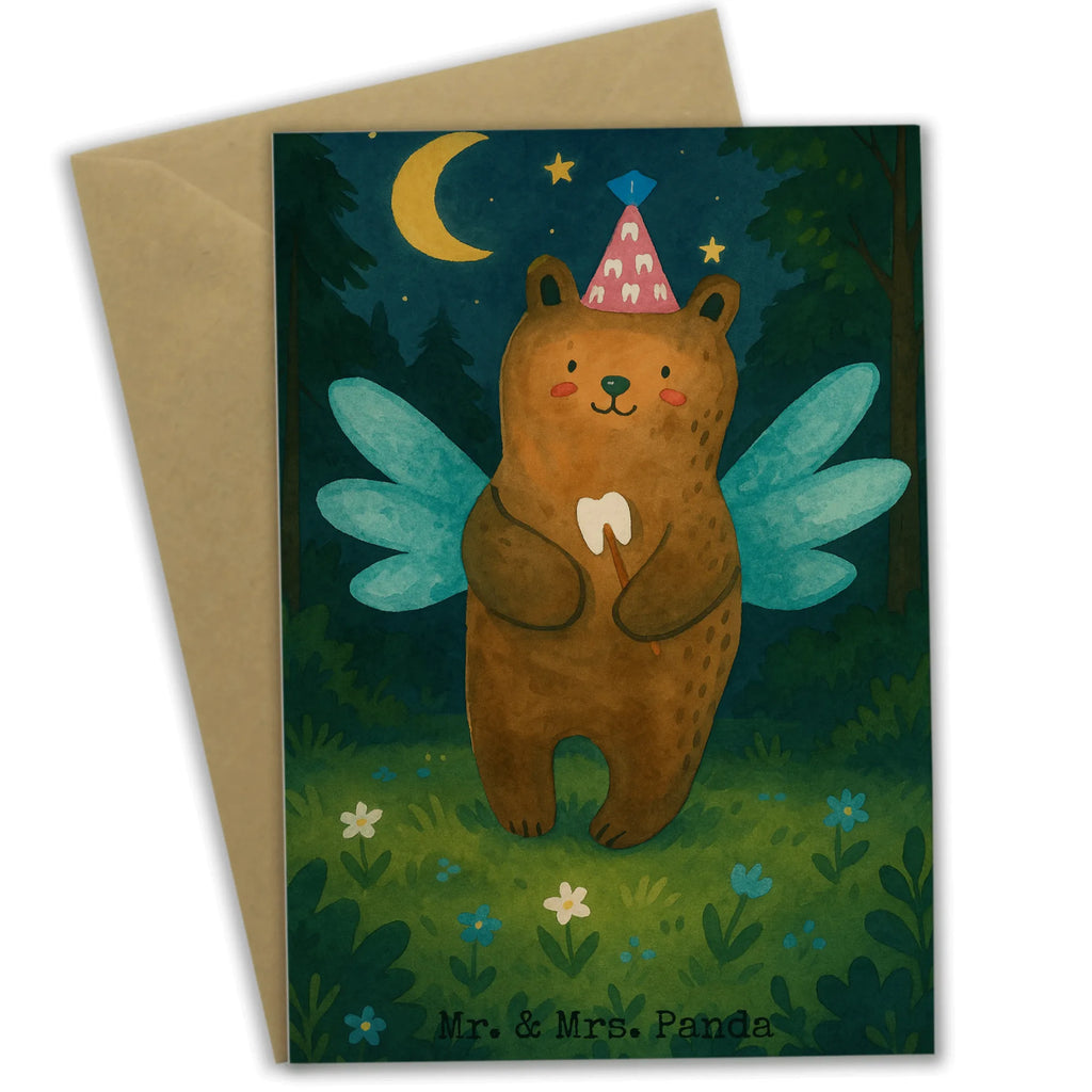 Greetings card bear tooth fairy Design Grußkarte, Klappkarte, Einladungskarte, Glückwunschkarte, Hochzeitskarte, Geburtstagskarte, Karte, Ansichtskarten, Bär, Teddy, Teddybär, Zahnfee, Fee, Milchzahn, Erster Zahn