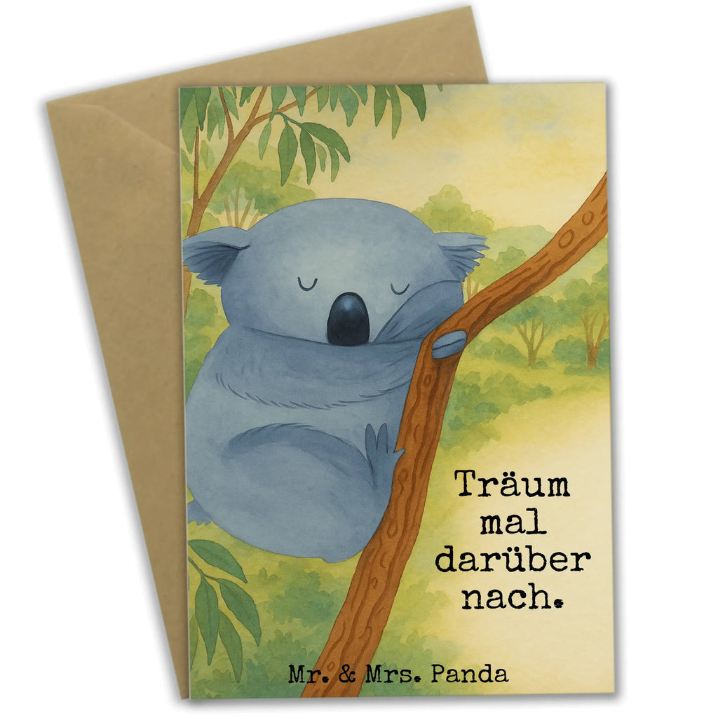 Greetings card koala Design Grußkarte, Klappkarte, Einladungskarte, Glückwunschkarte, Hochzeitskarte, Geburtstagskarte, Karte, Ansichtskarten, Tiermotive, Gute Laune, lustige Sprüche, Tiere, Koala, träumen, Traum, schlafen, Schlafzimmer, Traumland, Bär, Koalabär