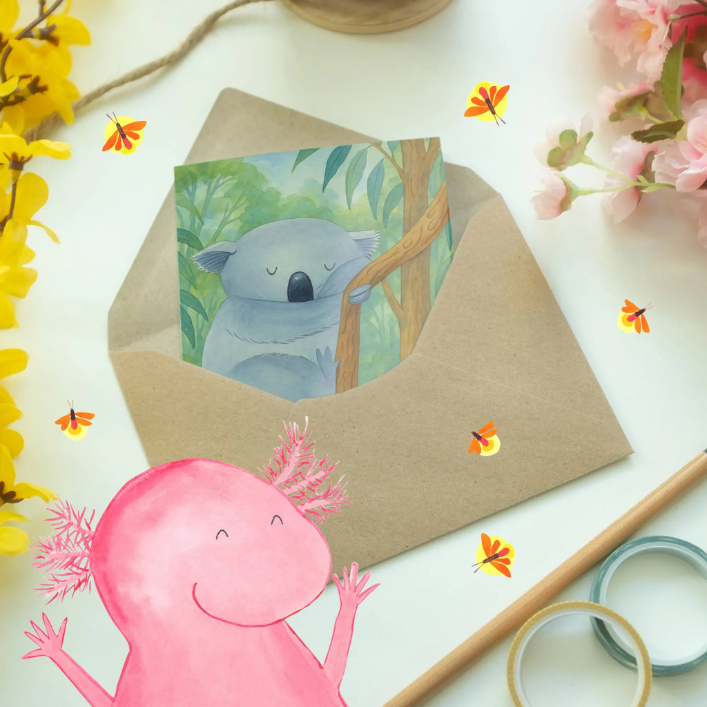 Greetings card koala Design Grußkarte, Klappkarte, Einladungskarte, Glückwunschkarte, Hochzeitskarte, Geburtstagskarte, Karte, Ansichtskarten, Tiermotive, Gute Laune, lustige Sprüche, Tiere, Koala, träumen, Traum, schlafen, Schlafzimmer, Traumland, Bär, Koalabär