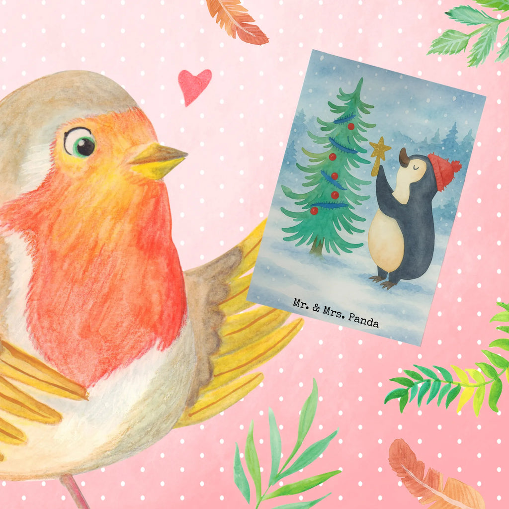 Greetings card penguin Christmas tree Design Ansichtskarten, Einladungskarte, Grußkarte, Hochzeitskarte, Klappkarte, Geburtstagskarte, Karte, Glückwunschkarte, Winter, Weihnachten, Weihnachtsdeko, Nikolaus, Advent, Heiligabend, Wintermotiv, Pinguin