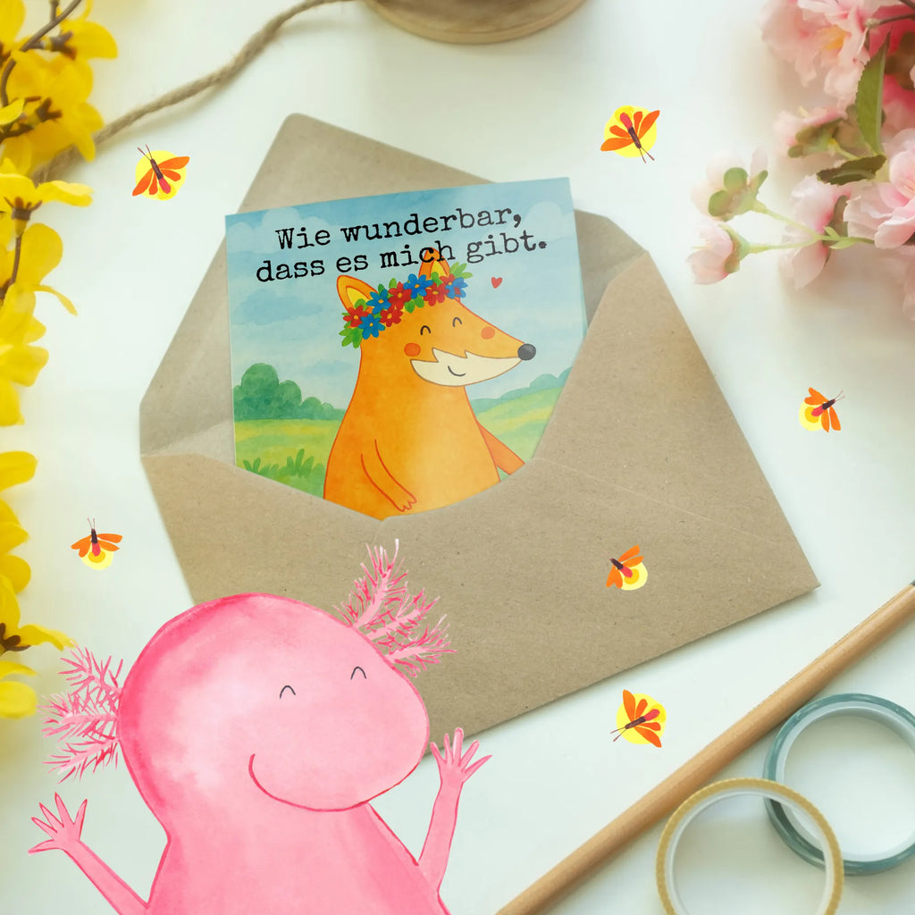 Greetings card Fox Flower Design Grußkarte, Klappkarte, Einladungskarte, Glückwunschkarte, Hochzeitskarte, Geburtstagskarte, Karte, Ansichtskarten, Fuchs, Füchse, Fox, Liebe, Freundin, Fuchsmädchen, Blumenmädchen, Freundinnen, Liebesbeweis, Blume, Blumen, Motivation, Freude, ich, mich, Selbstliebe