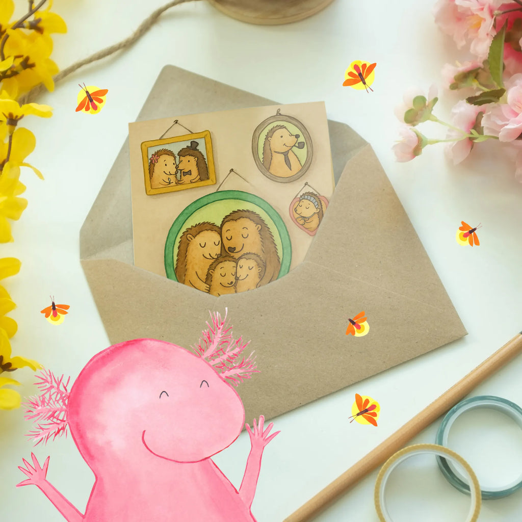 Grußkarte Igel Familie Design Klappkarte, Glückwunschkarte, Ansichtskarten, Grußkarte, Geburtstagskarte, Hochzeitskarte, Karte, Einladungskarte, Familie, Vatertag, Muttertag, Bruder, Schwester, Mama, Papa, Oma, Opa, Liebe, Igel, Zusammenhalt, Glück, Bilder