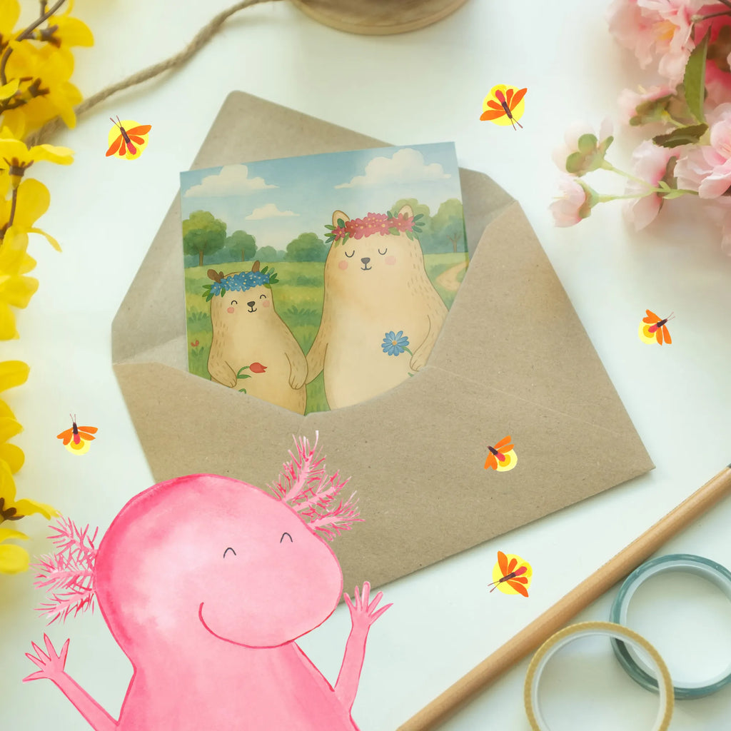 Grußkarte Bären mit Blumenkranz Design Grußkarte, Klappkarte, Einladungskarte, Glückwunschkarte, Hochzeitskarte, Geburtstagskarte, Karte, Ansichtskarten, Familie, Vatertag, Muttertag, Bruder, Schwester, Mama, Papa, Oma, Opa, Bär, Bären, Mutter, Mutti, Mami, Lieblingsmensch, Lieblingsmama, beste Mutter, weltbeste Mama, Geschenk Mama. Muttertag, Tochter, Kind, Kinder, Töchter, Family, Vorbild