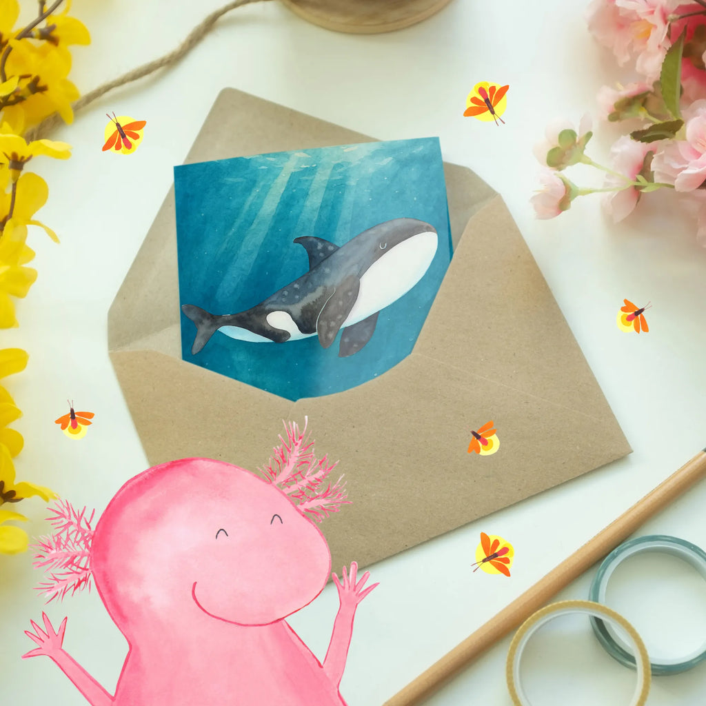 Grußkarte Orca Design Grußkarte, Klappkarte, Einladungskarte, Glückwunschkarte, Hochzeitskarte, Geburtstagskarte, Karte, Ansichtskarten, Meerestiere, Meer, Urlaub, Orca, Orcas, Killerwal, Wal, Möglichkeiten, Büro, Arbeit, Motivation, Selbstliebe, Neustart, Startup